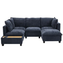 U-Shaped Sectional Modular Sofa With A Movable Ottoman, A Coffee Table With Hidden Charging Devices For Living Room
