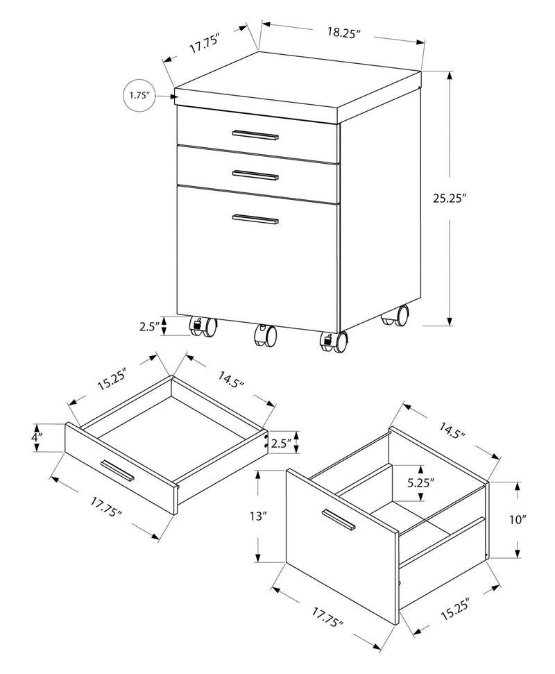 File Cabinet Rolling Mobile Storage Drawers Printer Stand For Office