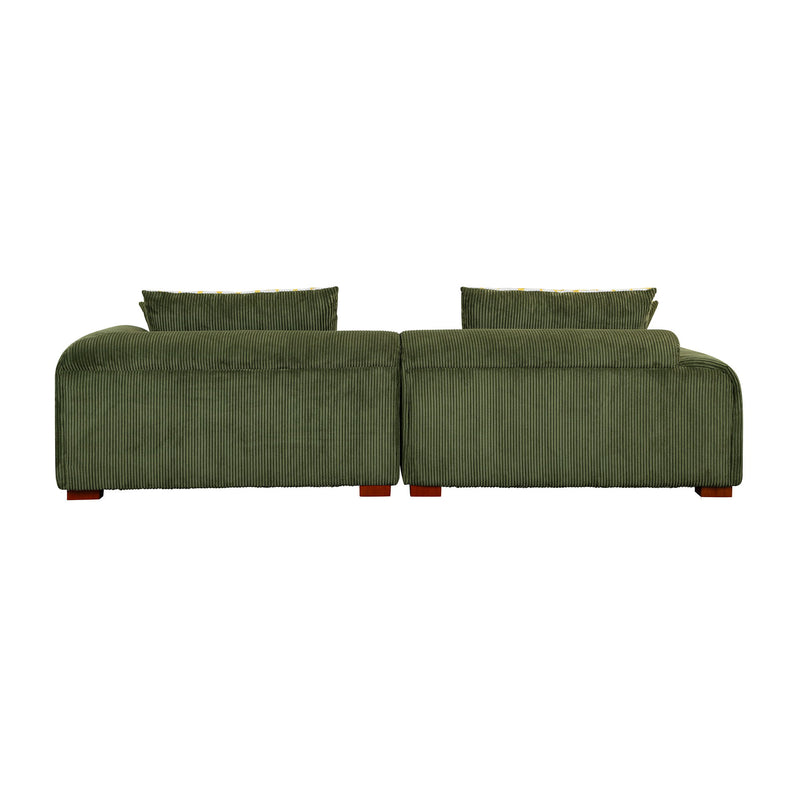 Modern Couch Corduroy Comfy Sofa With Rubber Wood Legs, 4 Pillows For Living Room