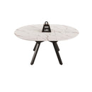 Modern Extendable White Circular Dining Table with MDF Top and Metal Legs for 4-6 Persons