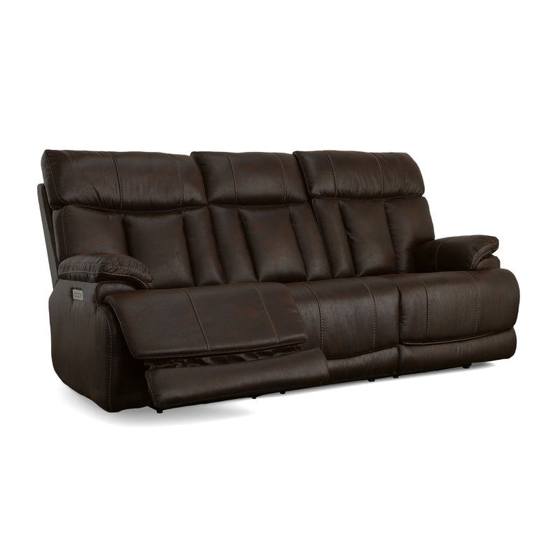 Clive - Power Reclining Sofa with Power Headrests & Lumbar - Dark Brown