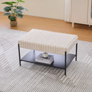 Upholstered Ottoman Coffee Table Foot Rest With Open Storage
