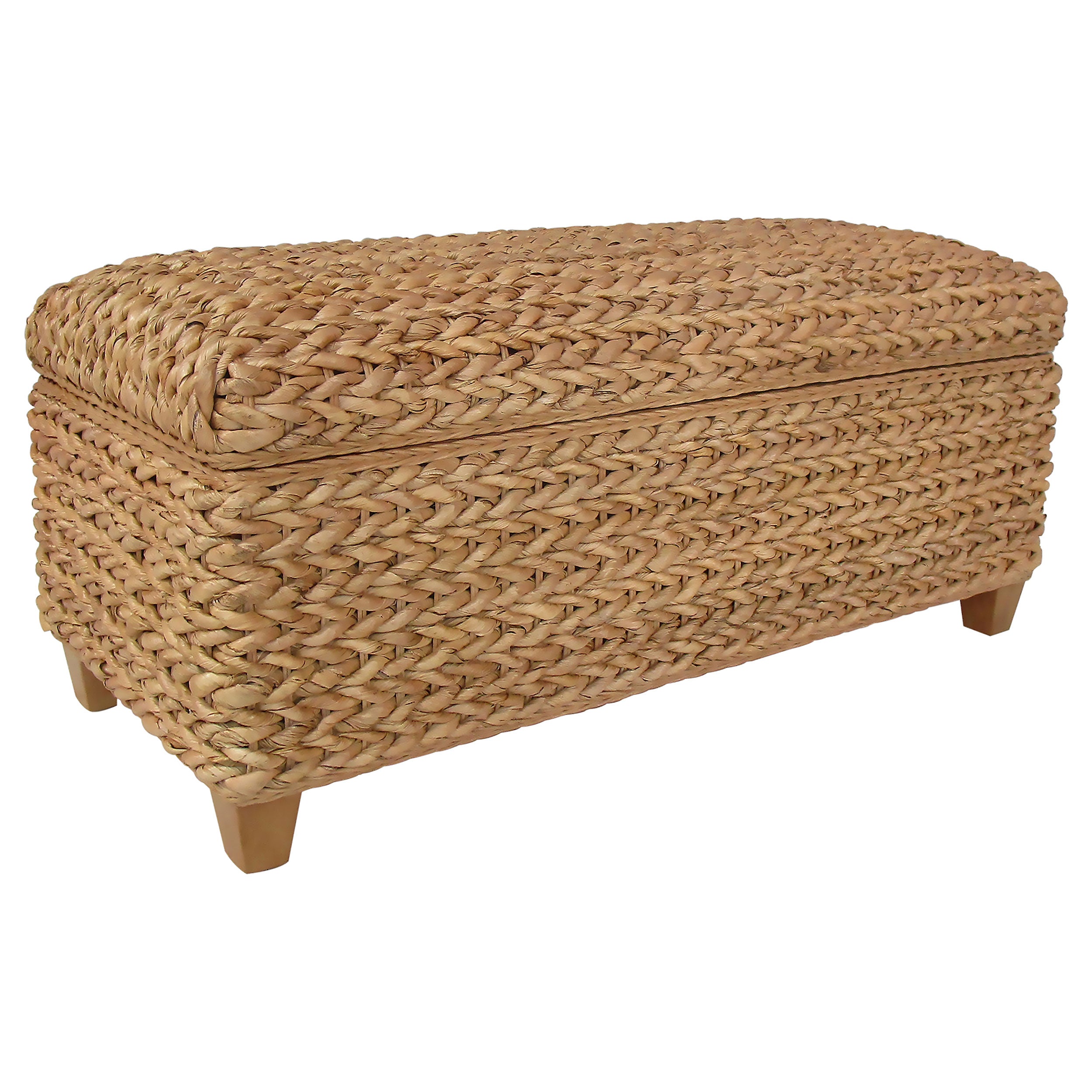 Laughton Hand-Woven Banana Leaf Storage Bench Natural — view 2