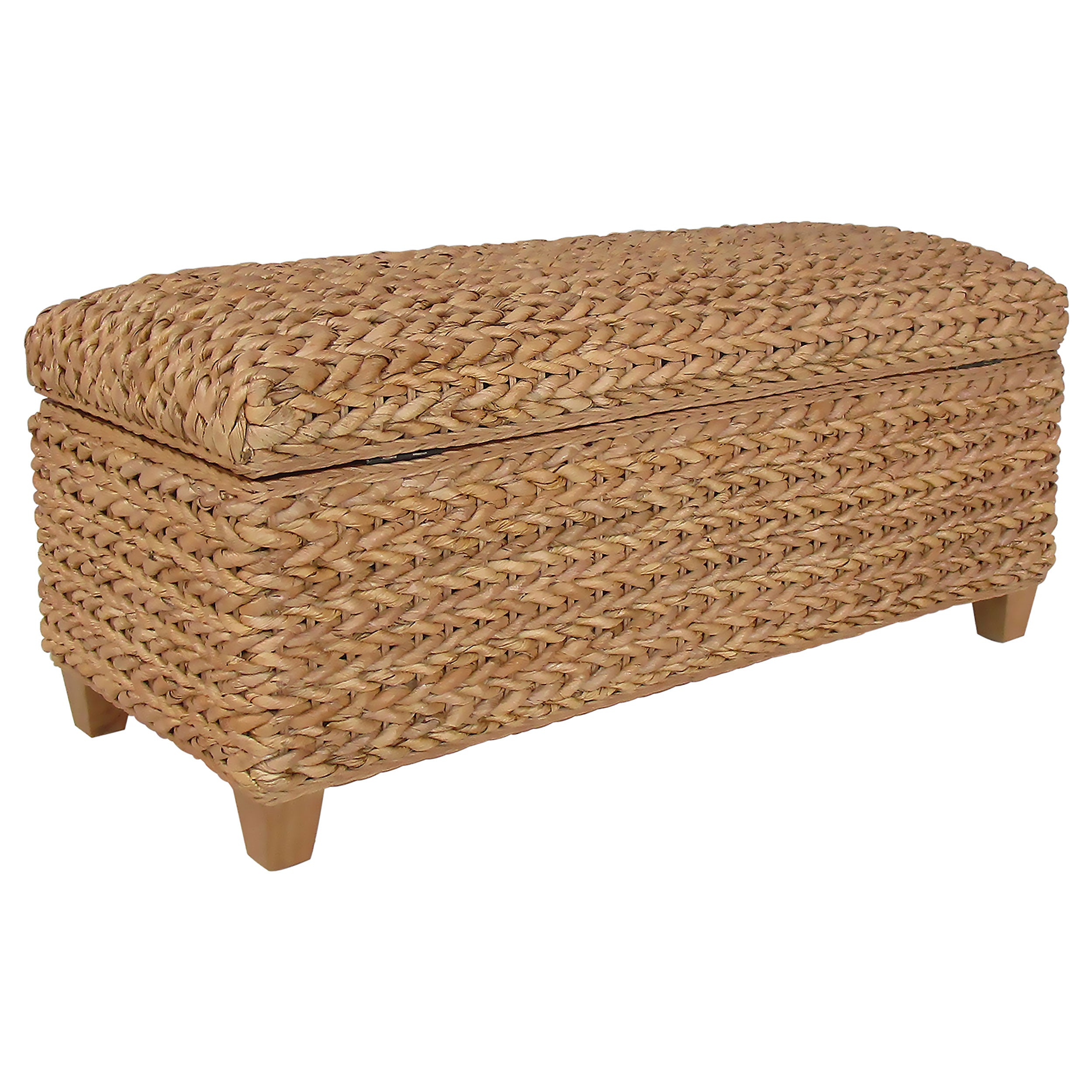 Laughton Hand-Woven Banana Leaf Storage Bench Natural — view 6