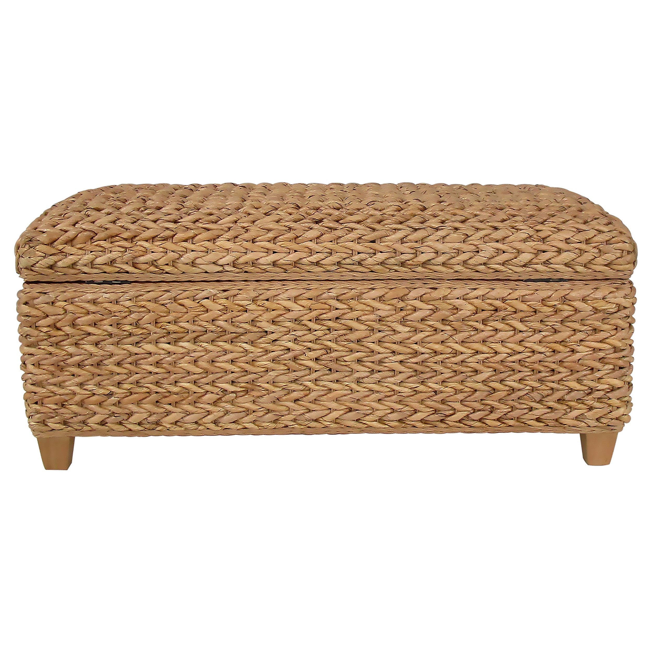 Laughton Hand-Woven Banana Leaf Storage Bench Natural — view 7