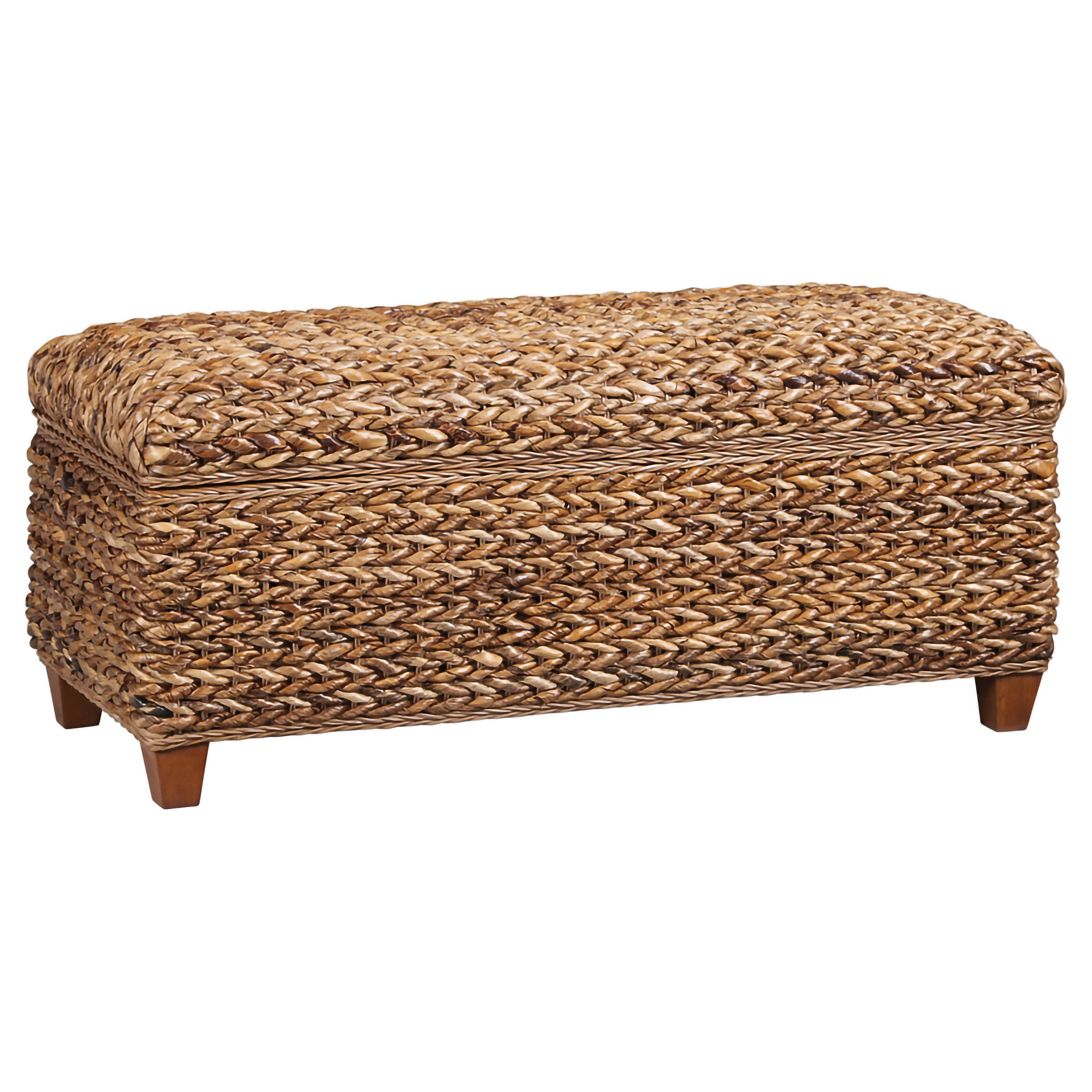 Laughton Hand-Woven Banana Leaf Storage Bench Amber — view 1