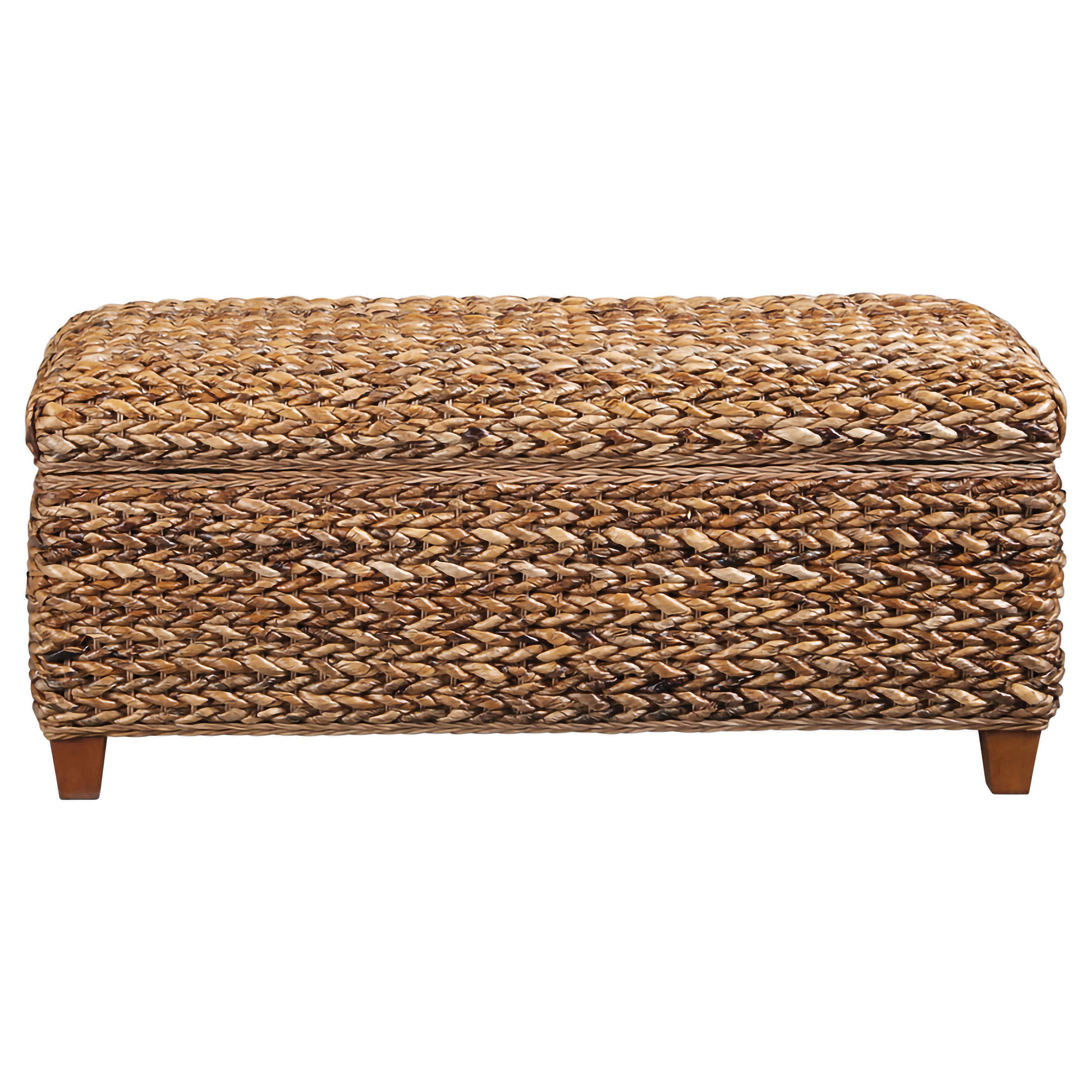 Laughton Hand-Woven Banana Leaf Storage Bench Amber — view 3