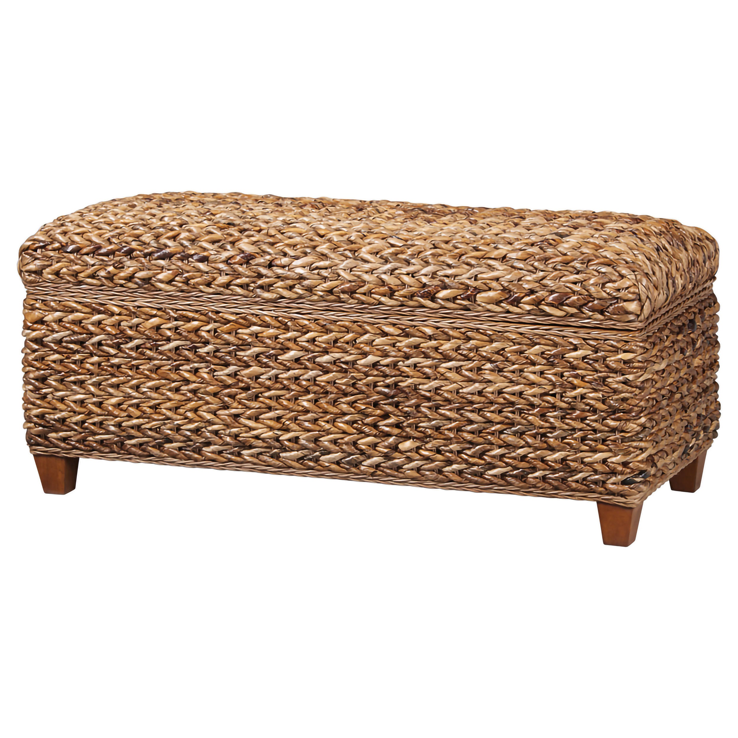 Laughton Hand-Woven Banana Leaf Storage Bench Amber — view 4