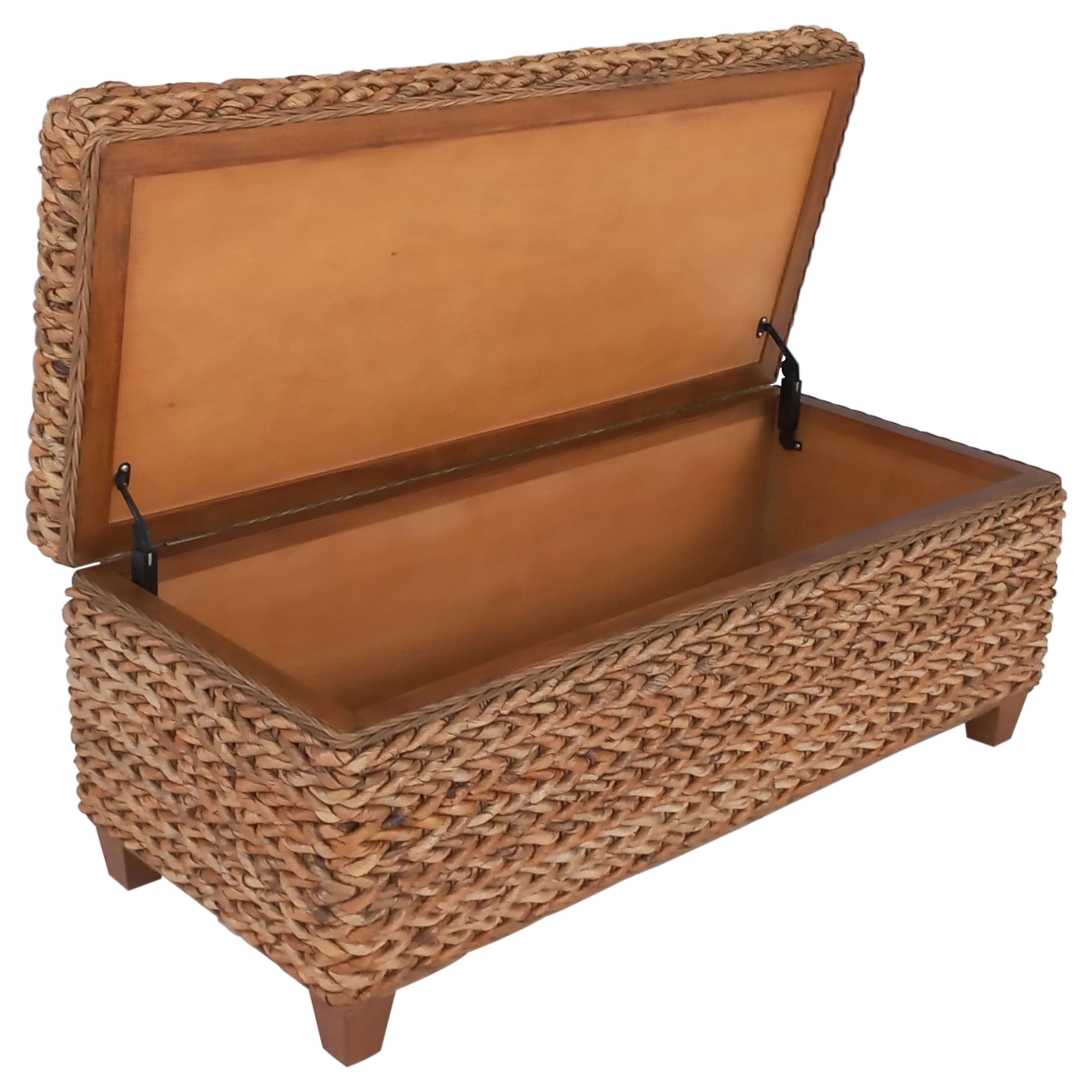 Laughton Hand-Woven Banana Leaf Storage Bench Amber — view 6