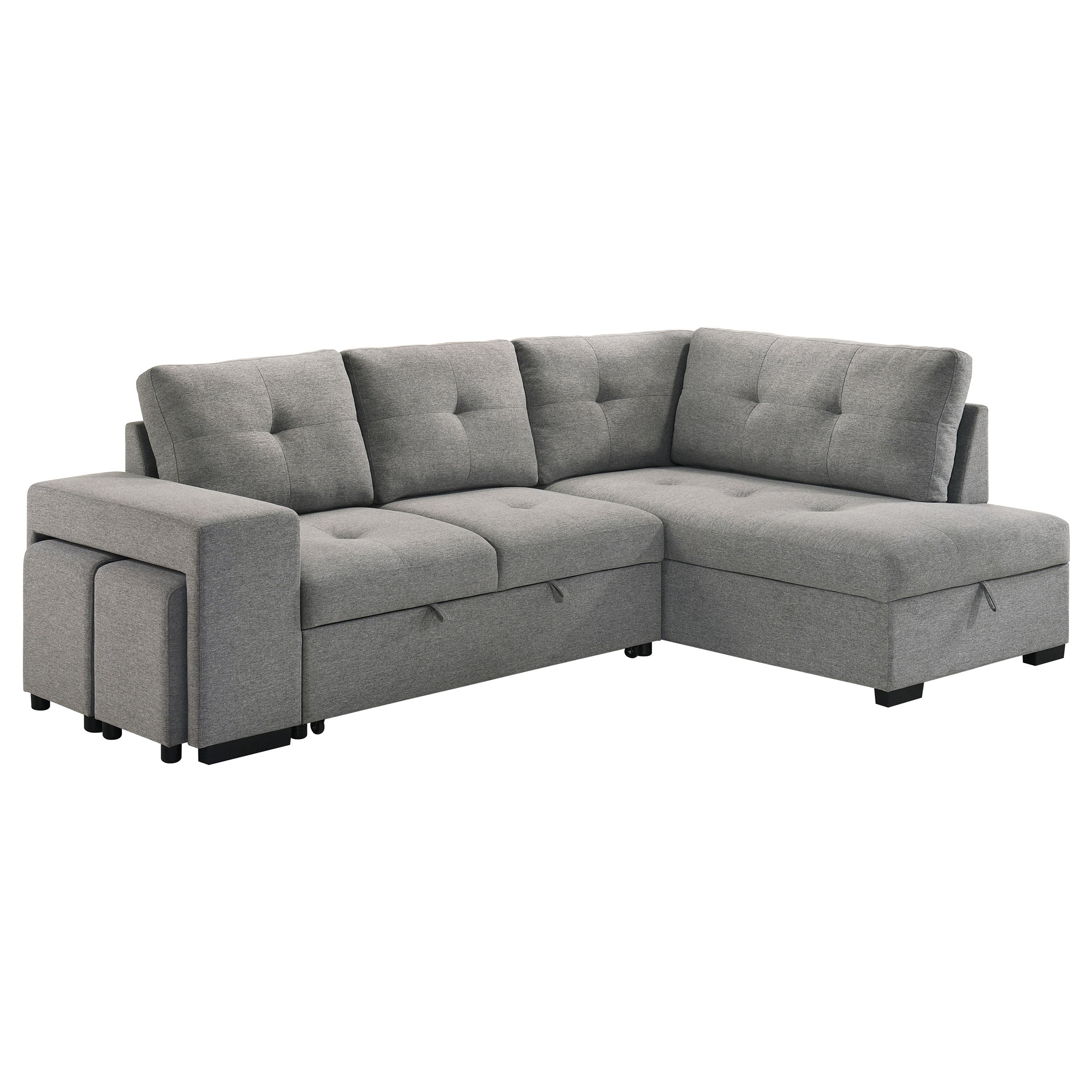 Roanne Fabric Upholstered Sleeper Sectional Sofa Grey — view 1