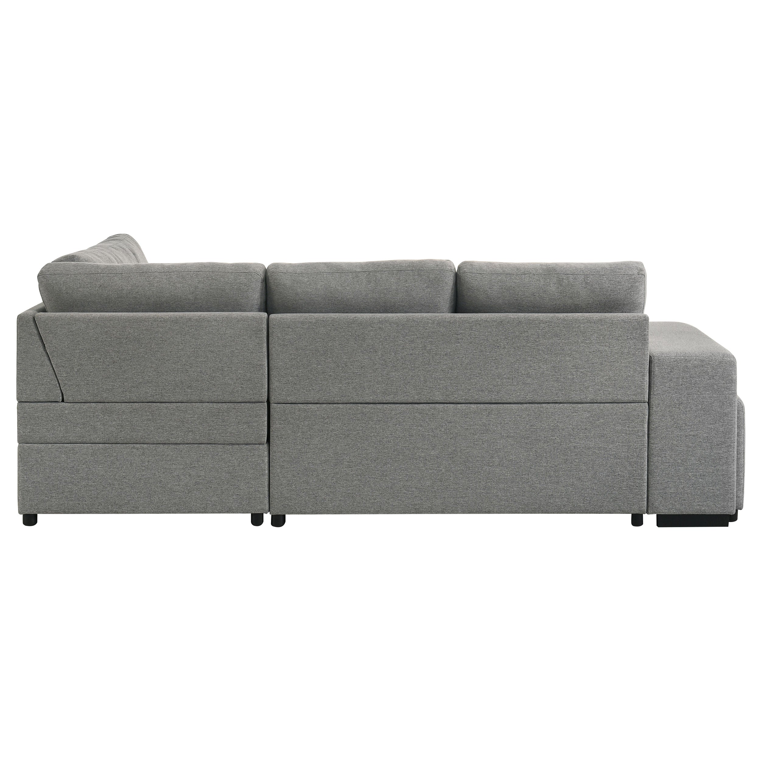Roanne Fabric Upholstered Sleeper Sectional Sofa Grey — view 13
