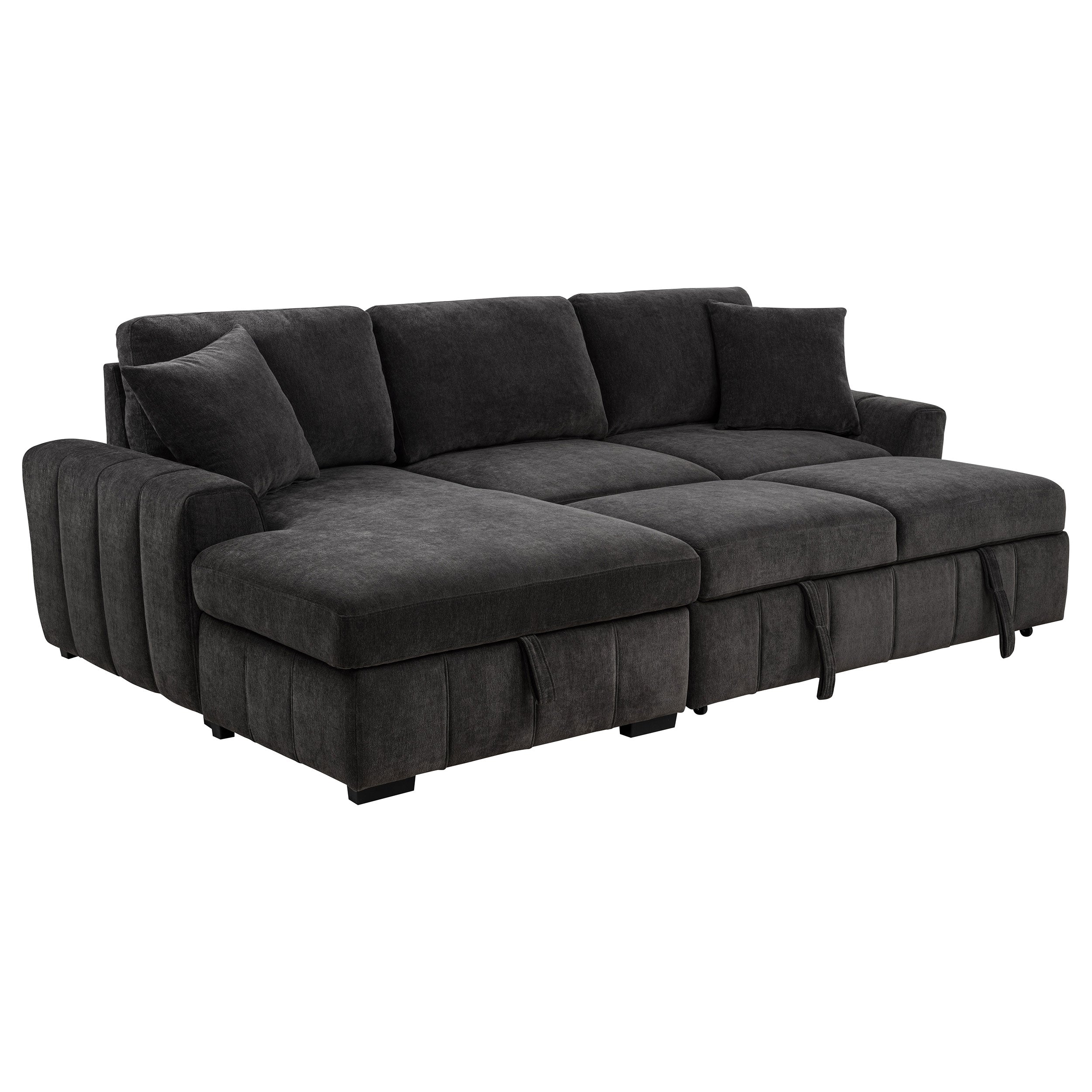 Pastrana Upholstered Sleeper Sectional Sofa LAF Chaise Grey — view 5