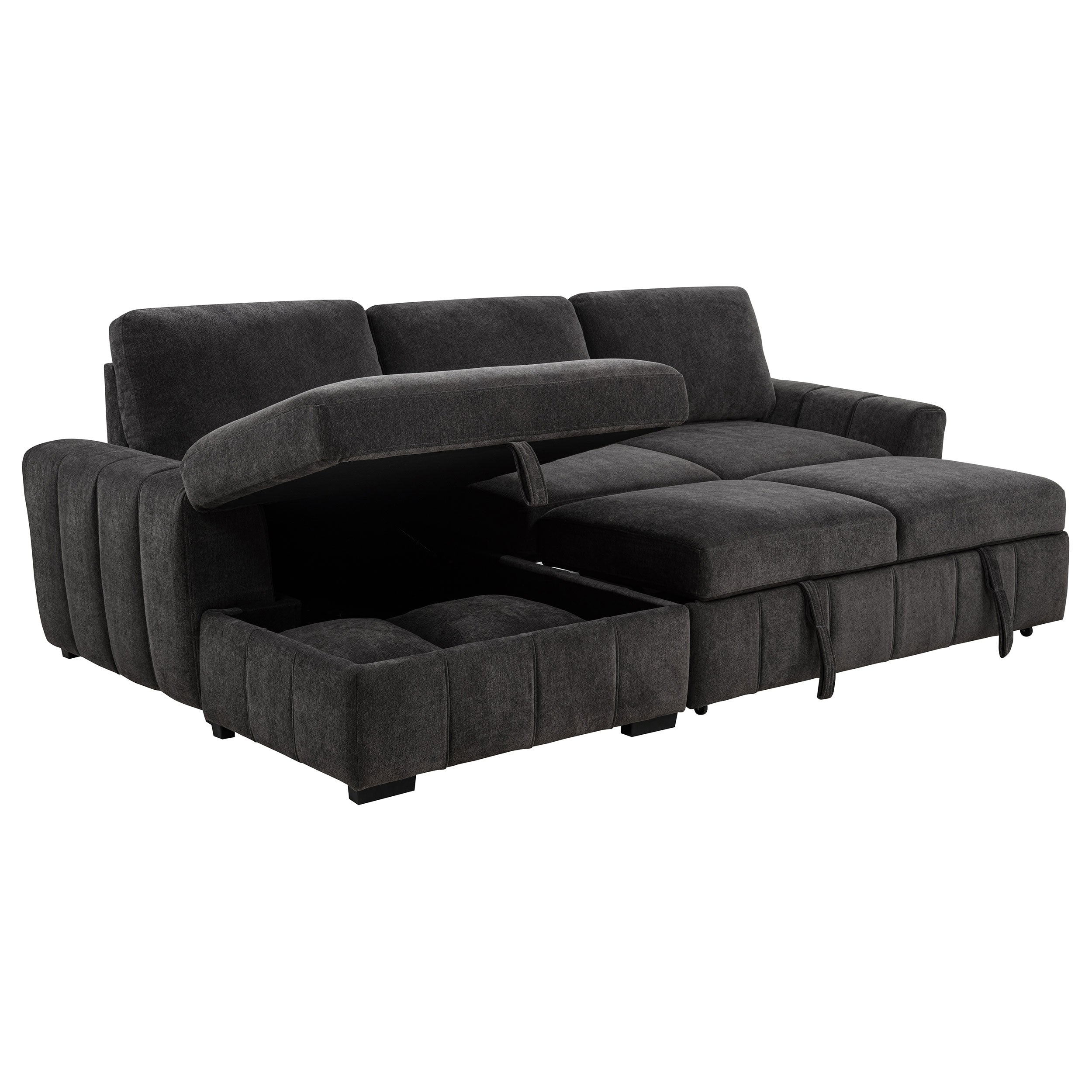 Pastrana Upholstered Sleeper Sectional Sofa LAF Chaise Grey — view 6