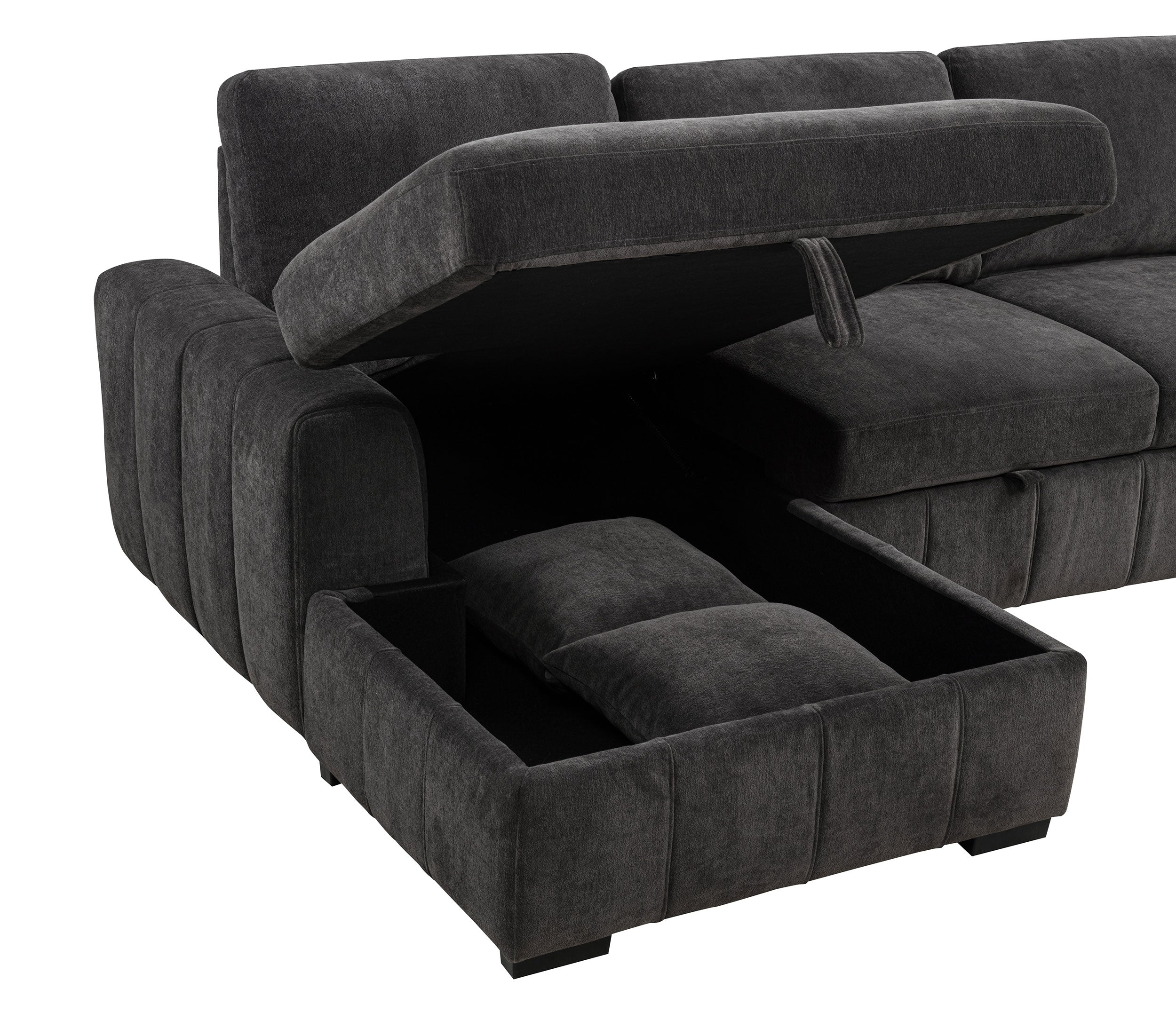 Pastrana Upholstered Sleeper Sectional Sofa LAF Chaise Grey — view 14