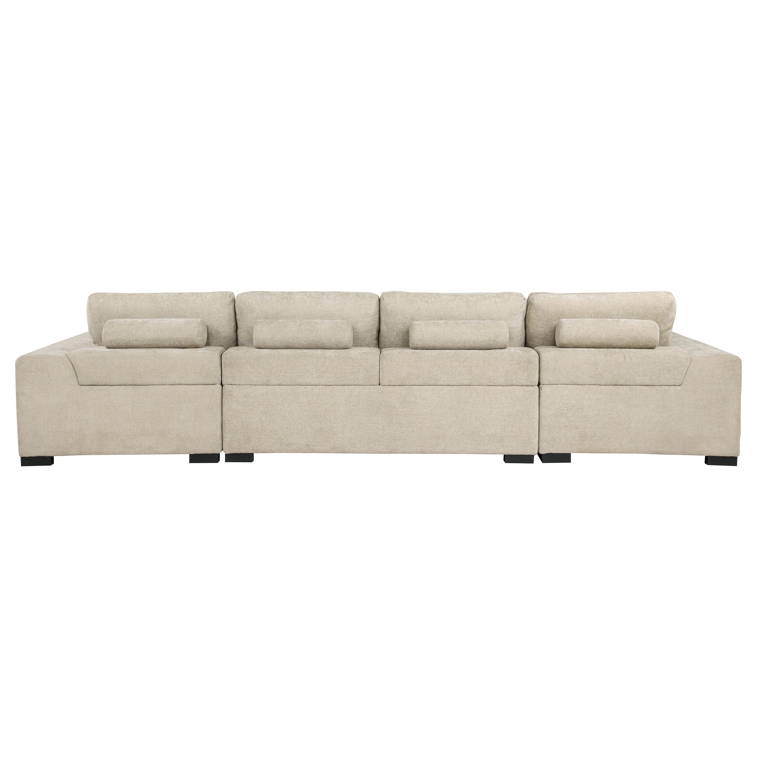 Cannella U-Shaped Double Chaise Upholstered Sectional Sofa Beige — view 5
