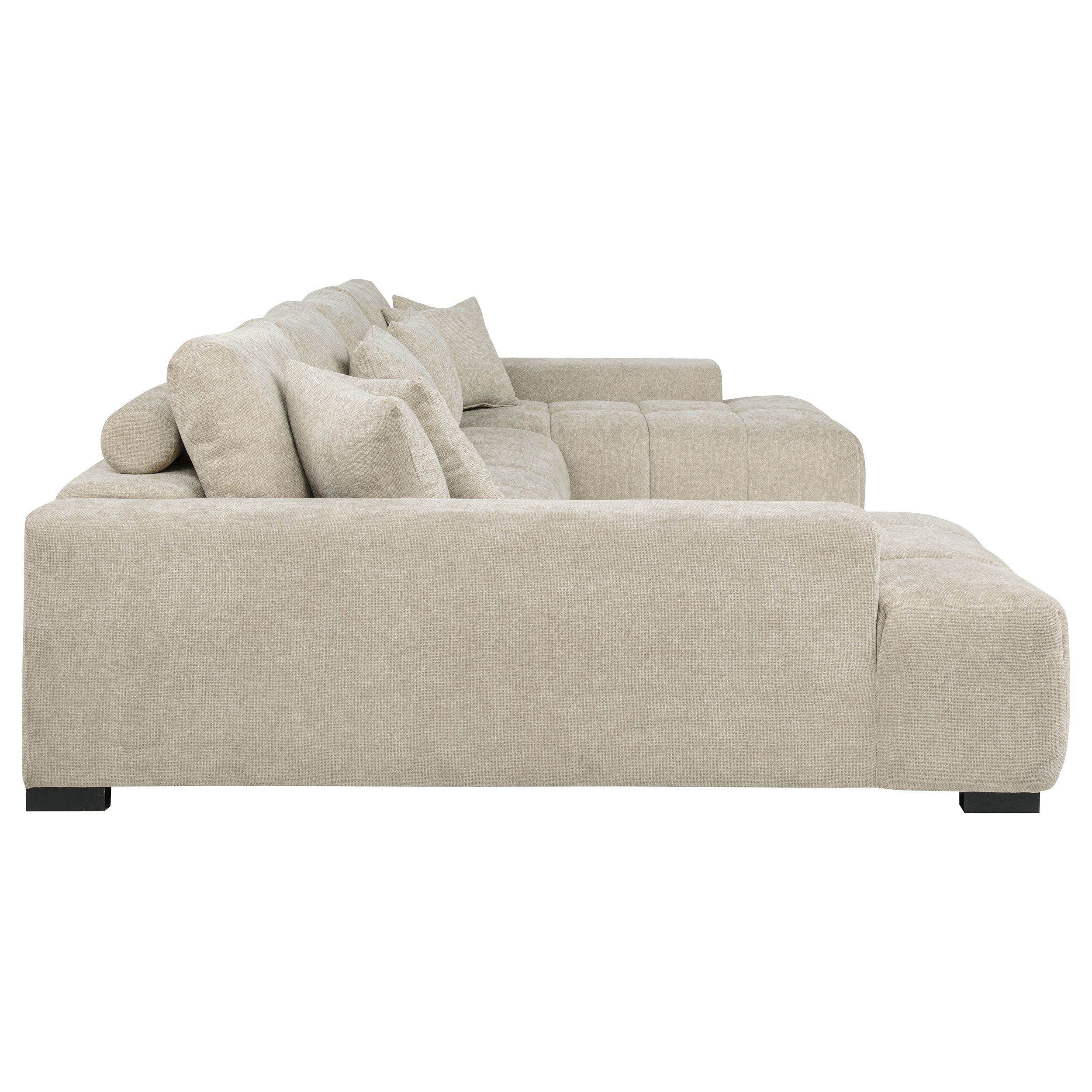Cannella U-Shaped Double Chaise Upholstered Sectional Sofa Beige — view 6