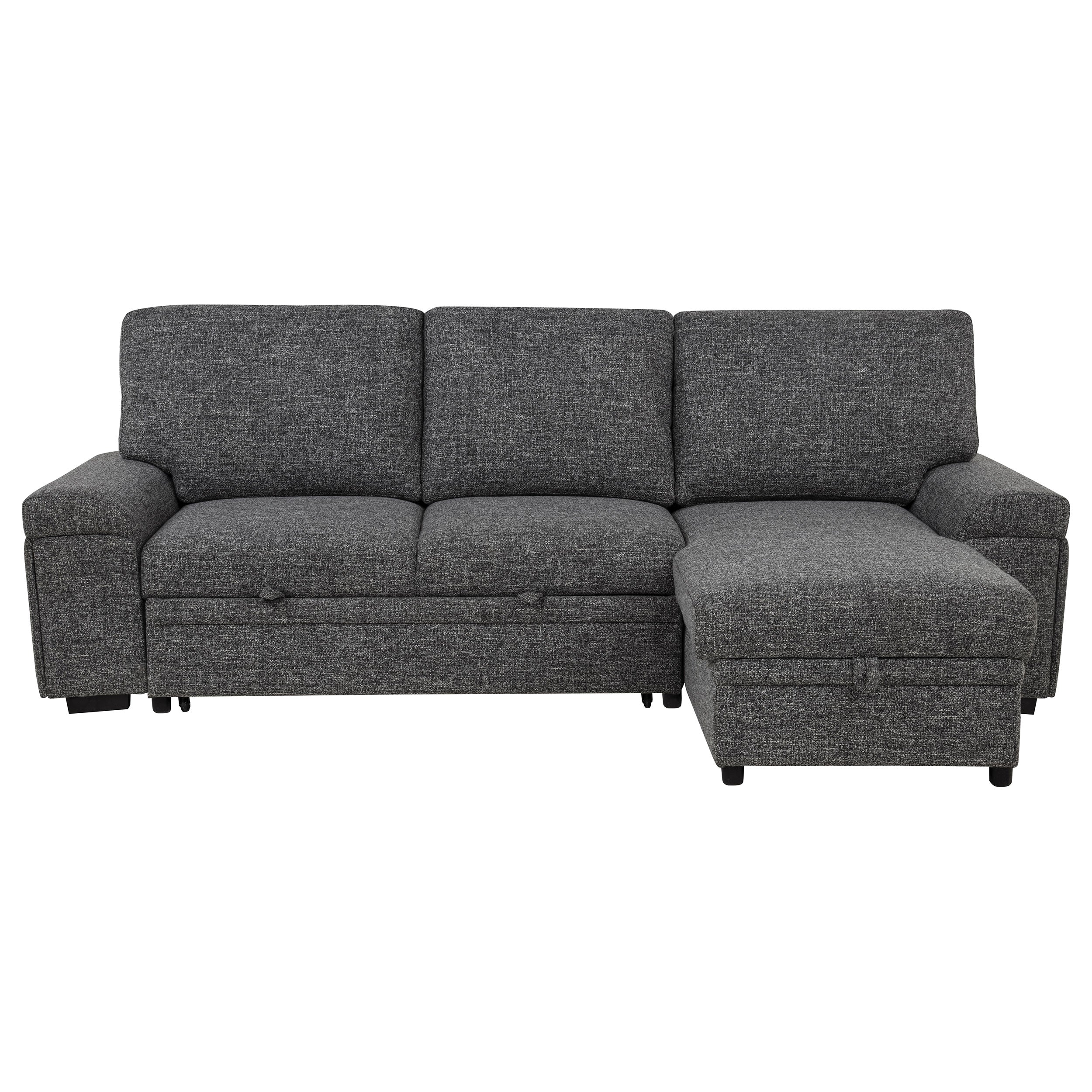 Demko Sleeper Sectional Sofa with Speaker and Storage Chaise Granite — view 8