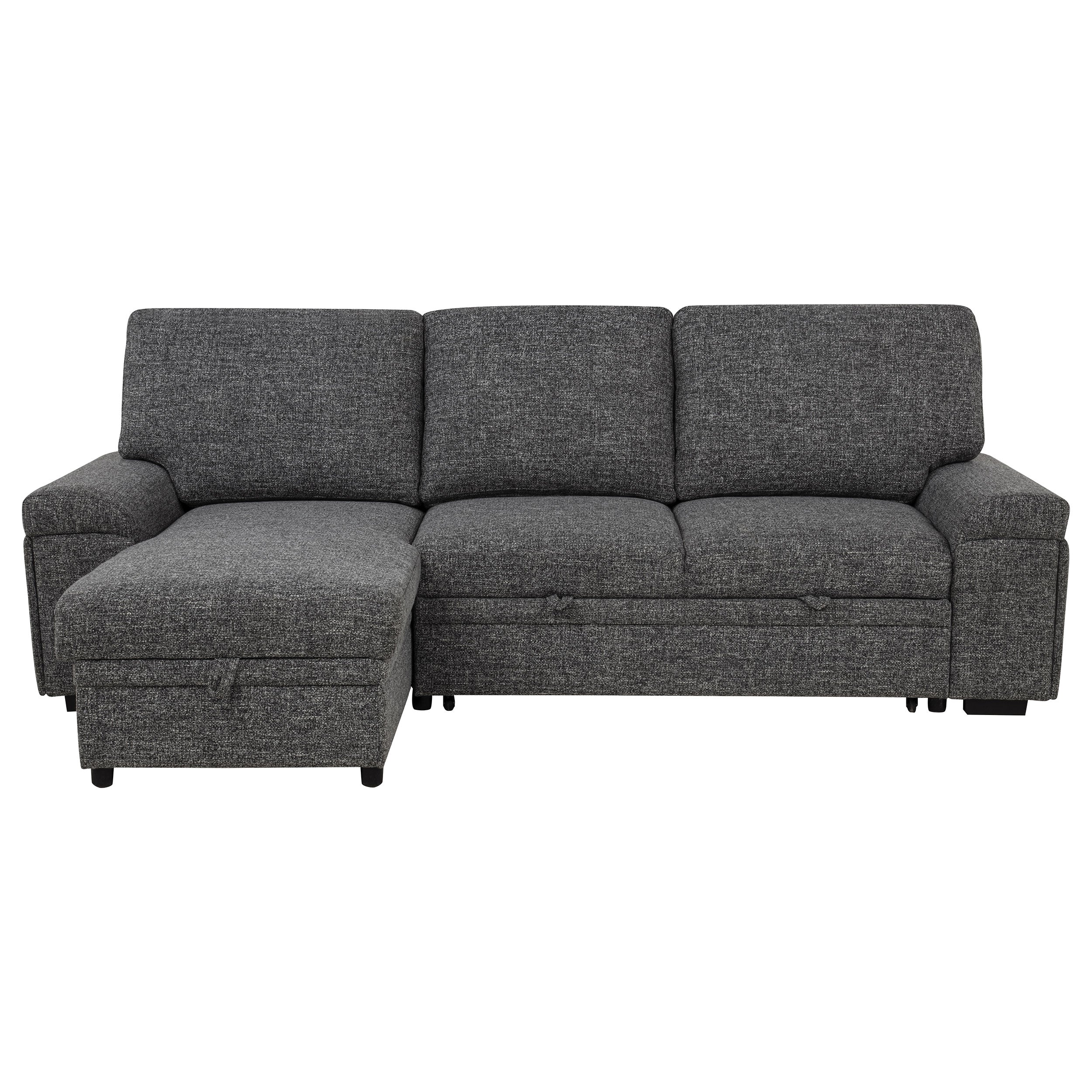 Demko Sleeper Sectional Sofa with Speaker and Storage Chaise Granite — view 11
