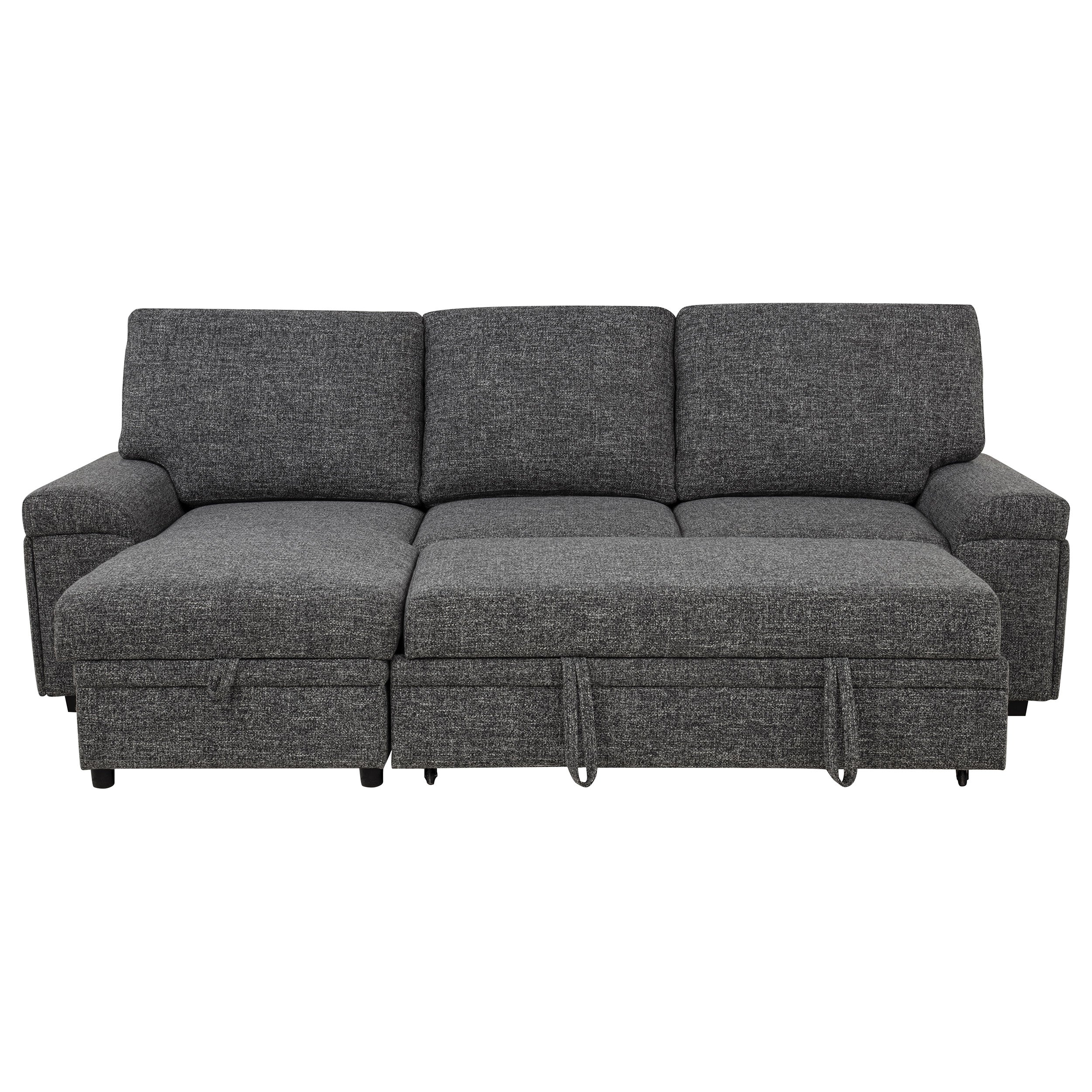 Demko Sleeper Sectional Sofa with Speaker and Storage Chaise Granite — view 12