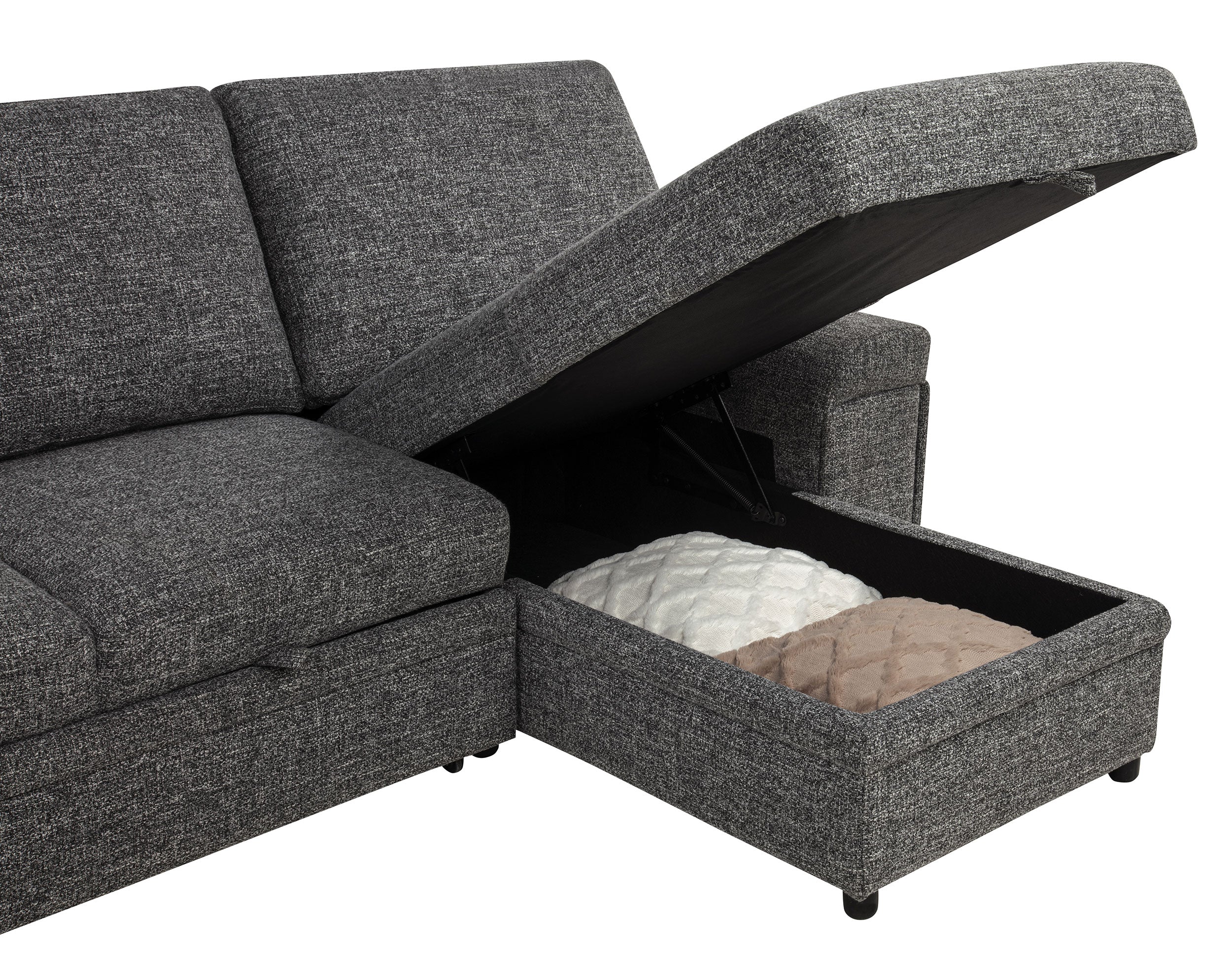 Demko Sleeper Sectional Sofa with Speaker and Storage Chaise Granite — view 16