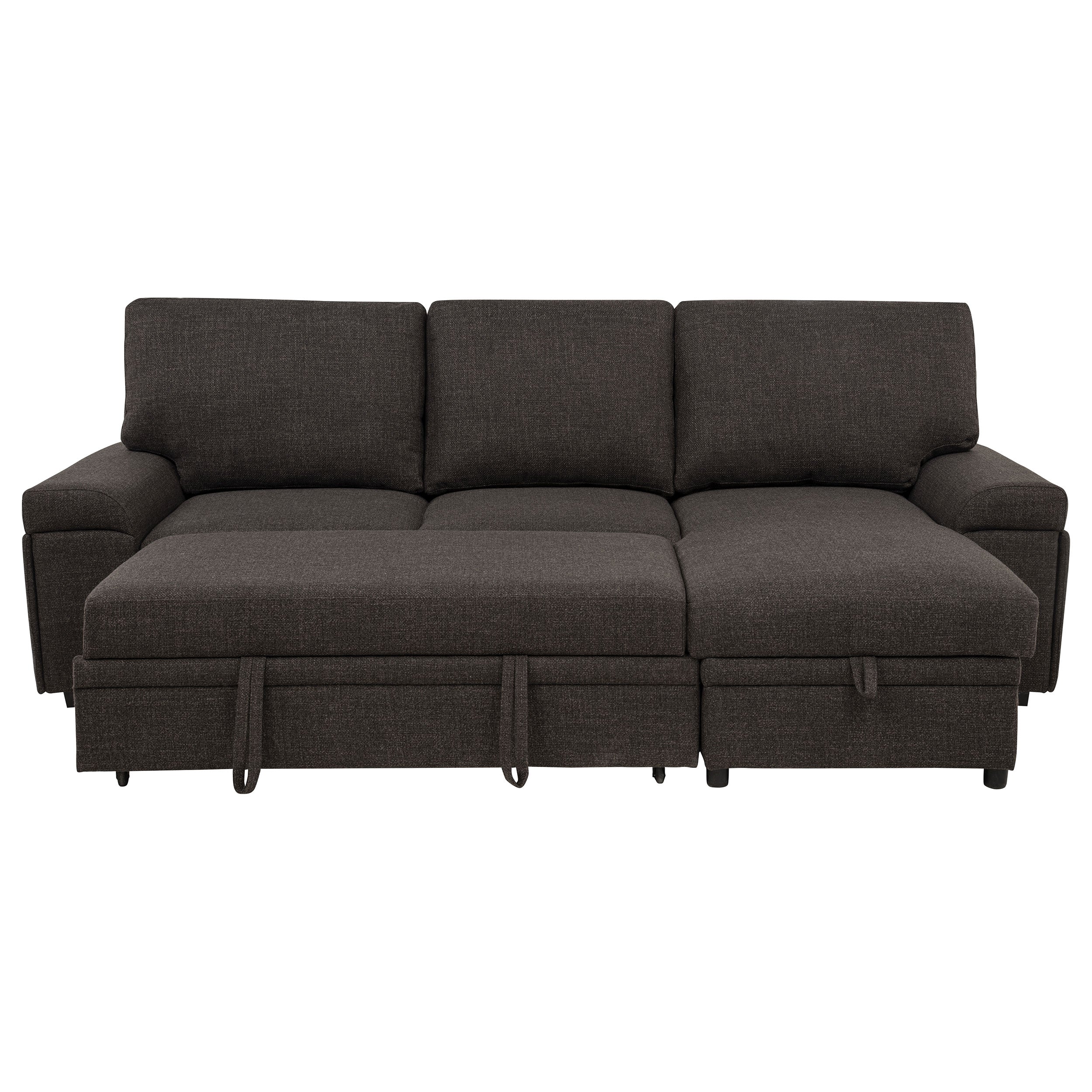 Demko Sleeper Sectional Sofa with Speaker and Storage Chaise Brown — view 10