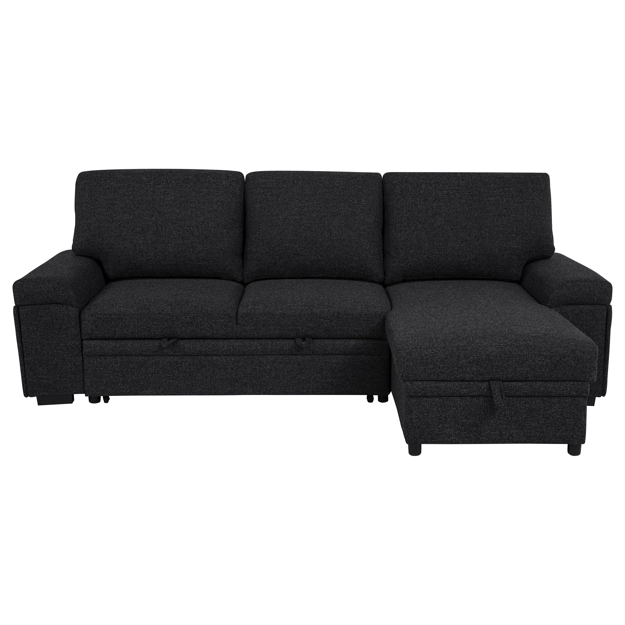 Demko Sleeper Sectional Sofa with Speaker and Storage Chaise Black — view 8