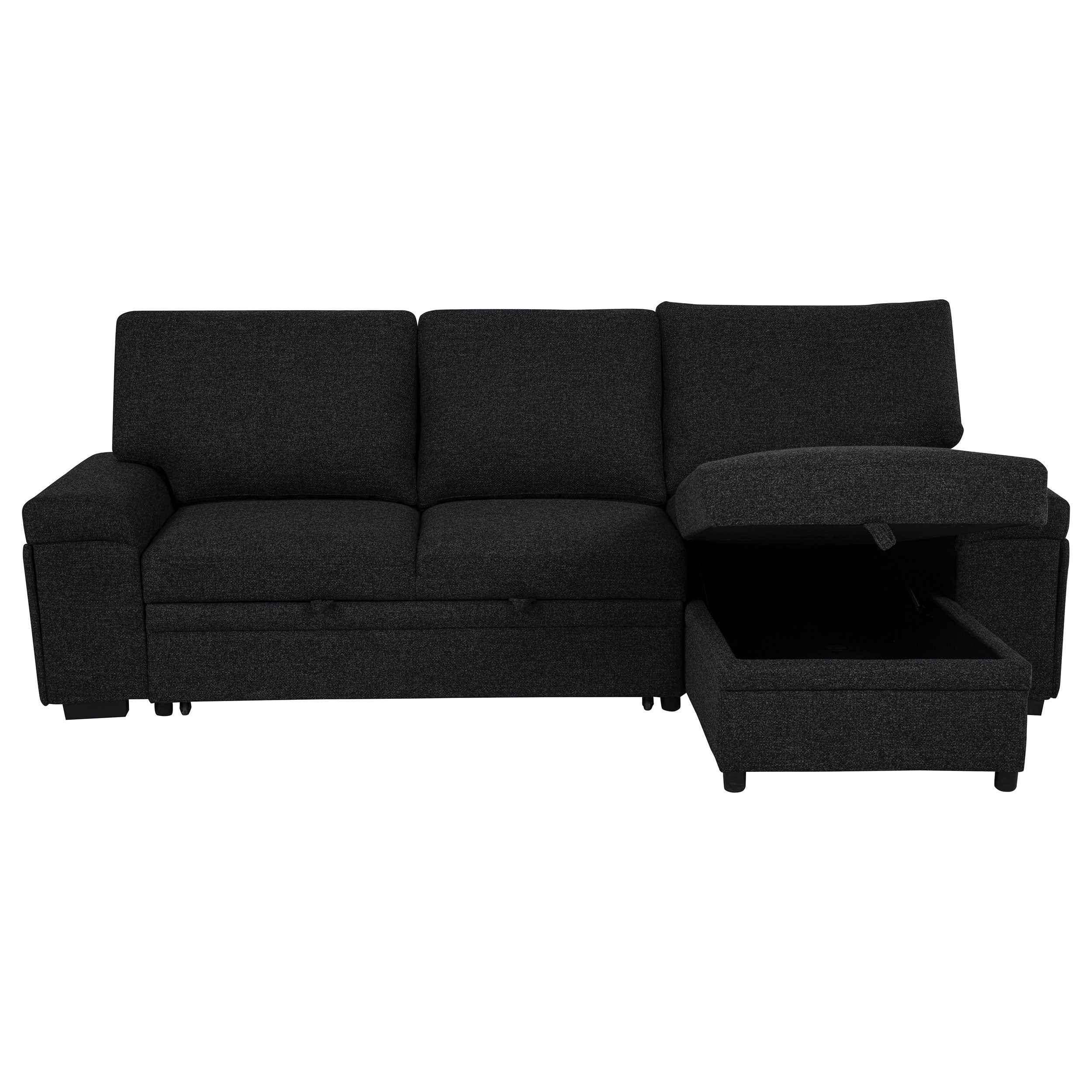 Demko Sleeper Sectional Sofa with Speaker and Storage Chaise Black — view 9