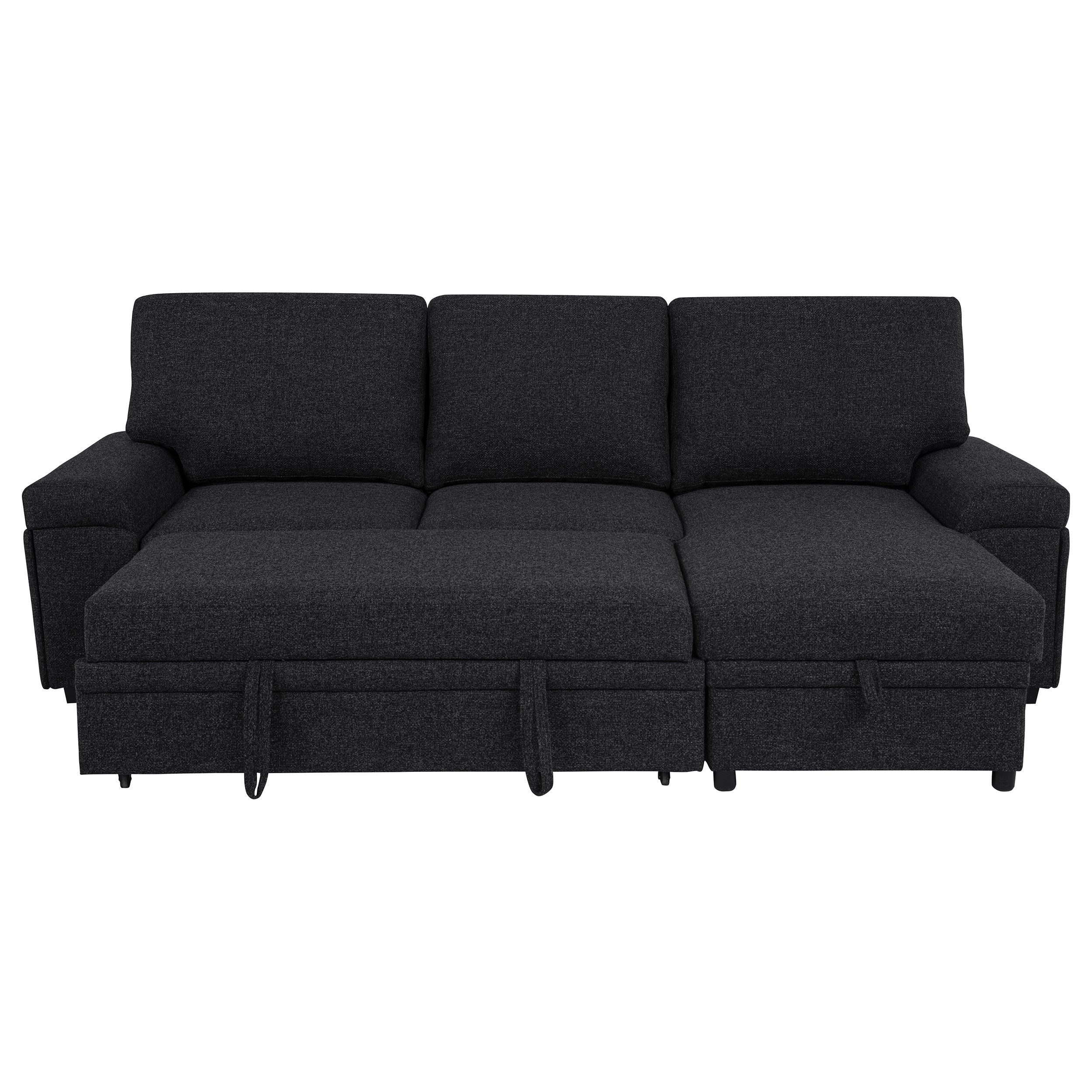 Demko Sleeper Sectional Sofa with Speaker and Storage Chaise Black — view 10