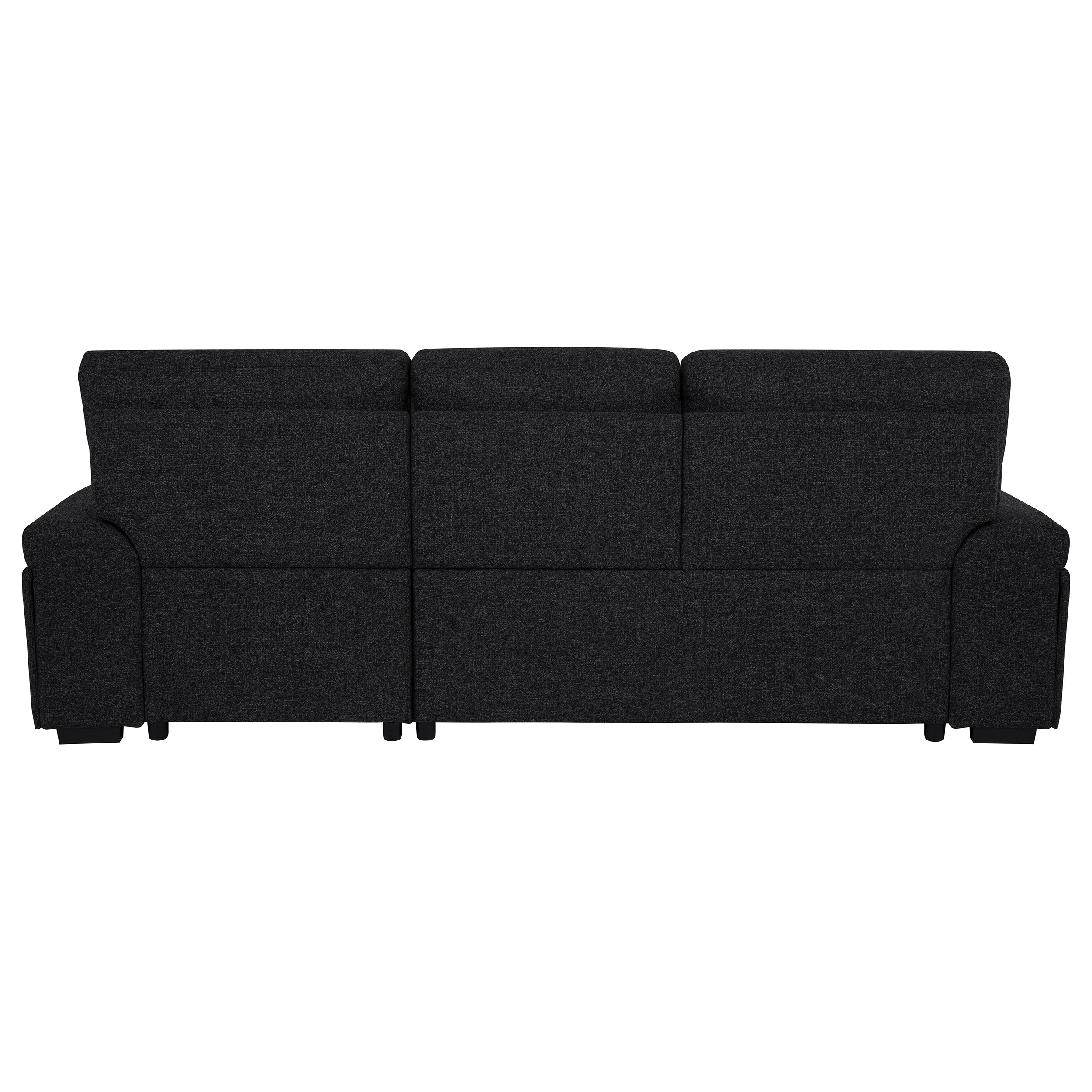 Demko Sleeper Sectional Sofa with Speaker and Storage Chaise Black — view 15
