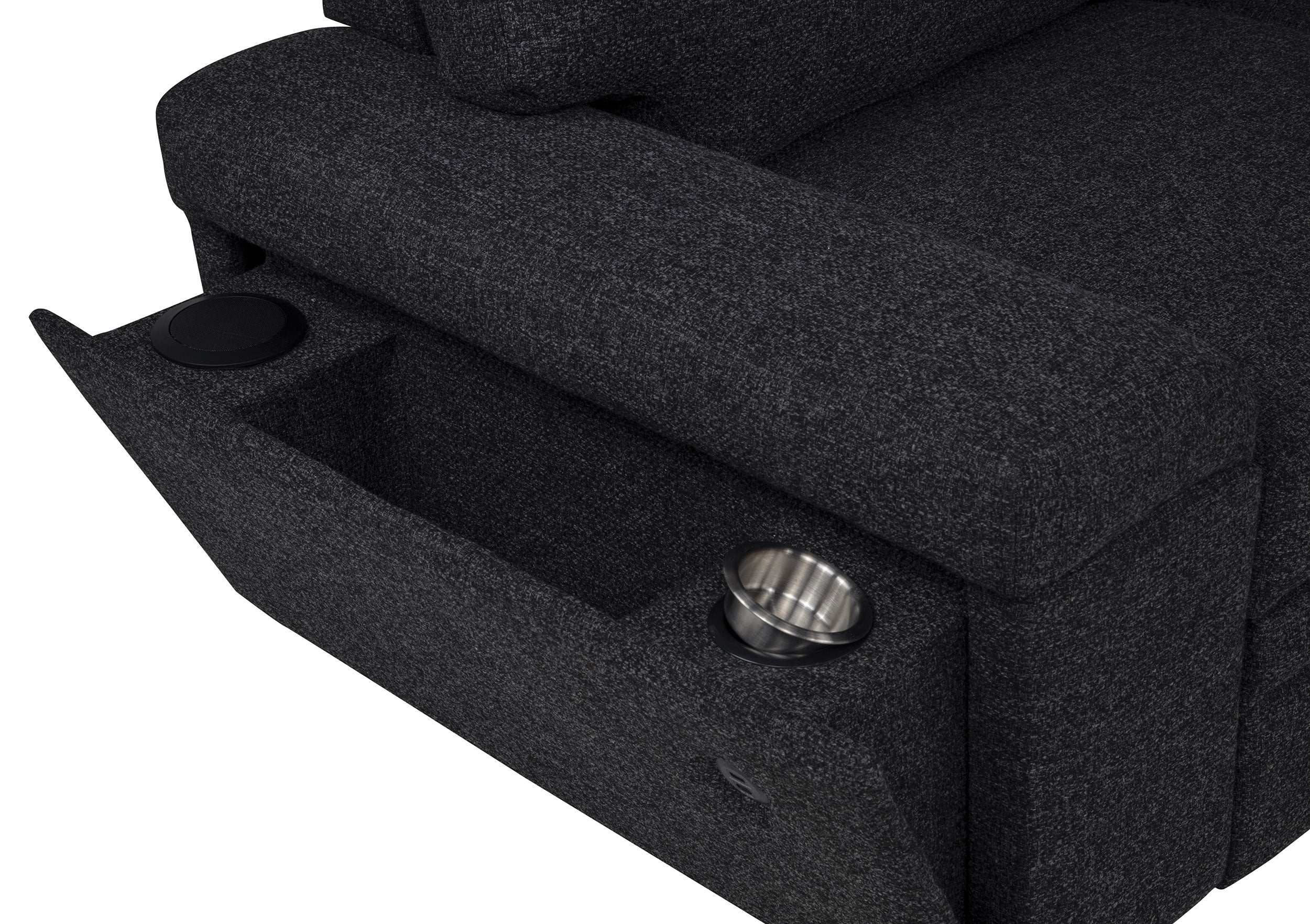 Demko Sleeper Sectional Sofa with Speaker and Storage Chaise Black — view 17