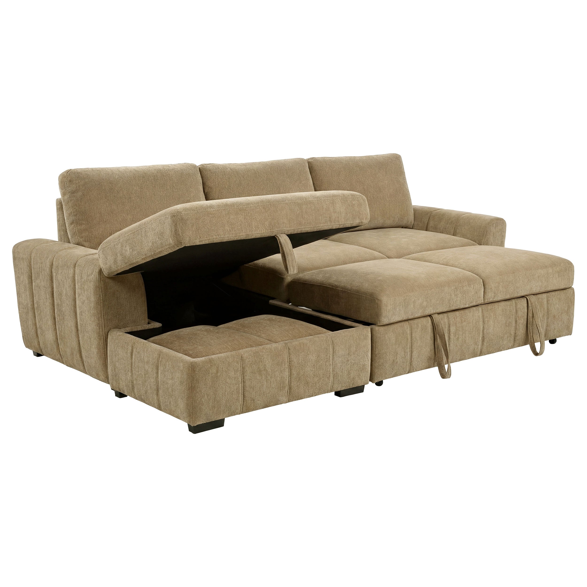 Pastrana Upholstered Sleeper Sectional Sofa LAF Chaise Camel — view 1