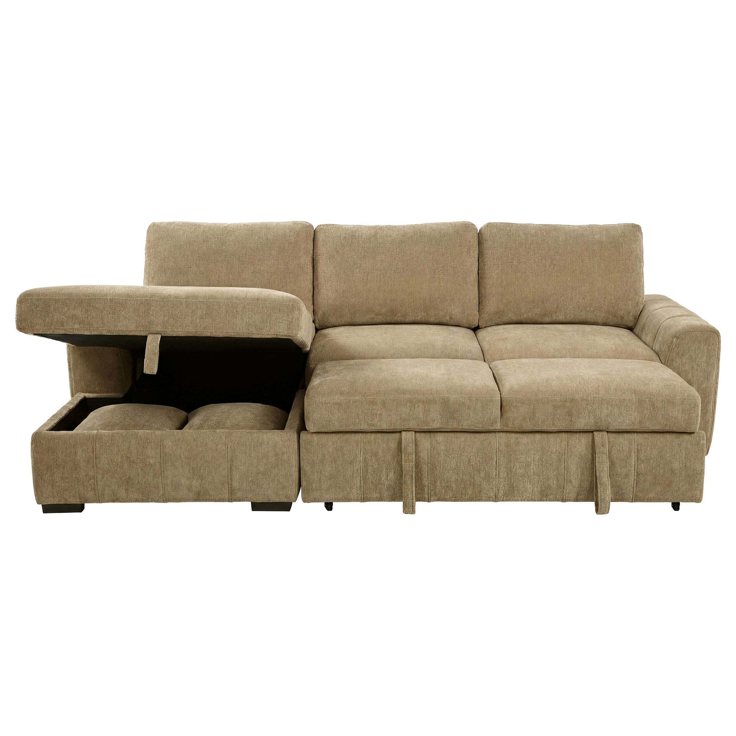 Pastrana Upholstered Sleeper Sectional Sofa LAF Chaise Camel — view 6