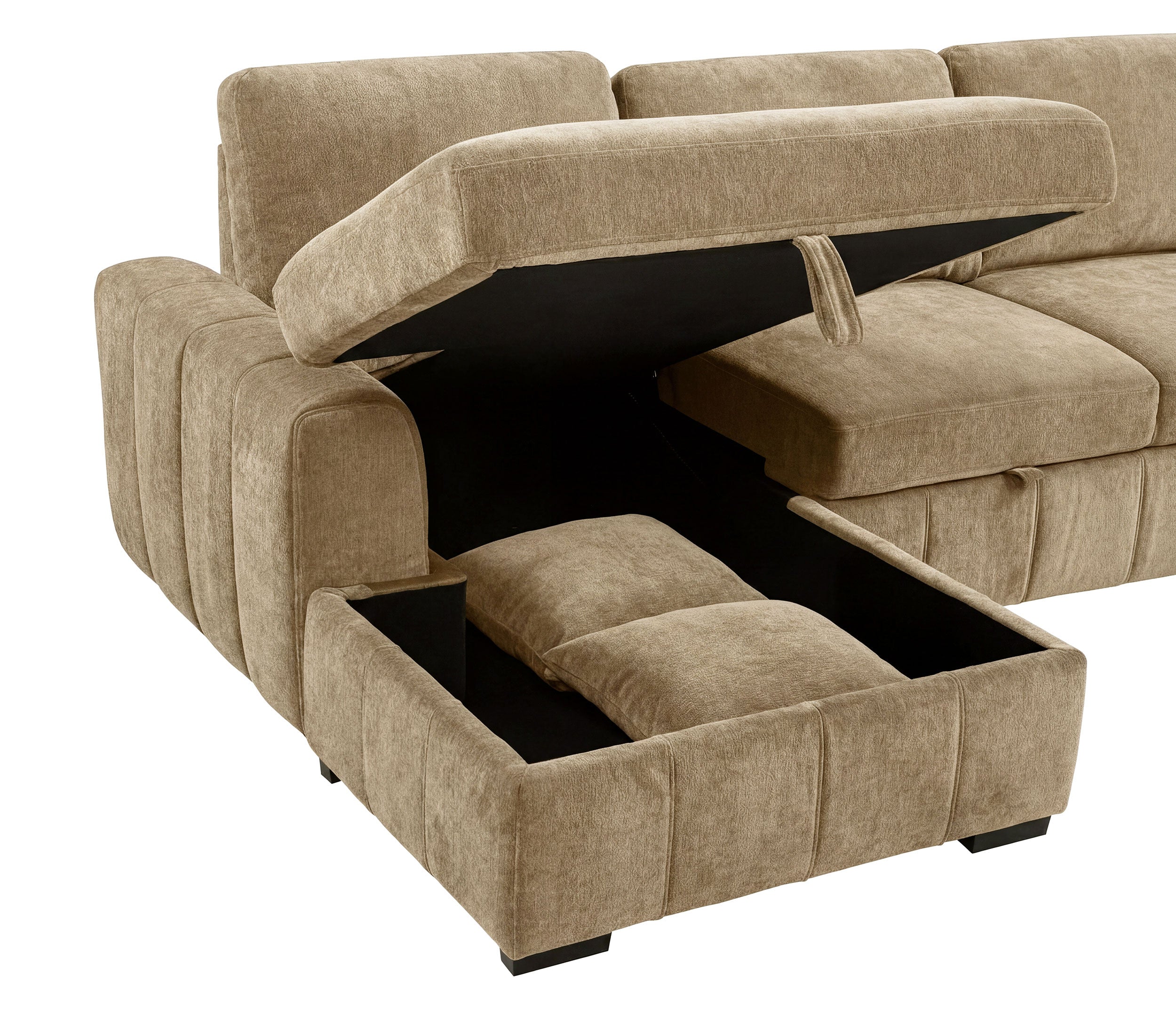 Pastrana Upholstered Sleeper Sectional Sofa LAF Chaise Camel — view 11