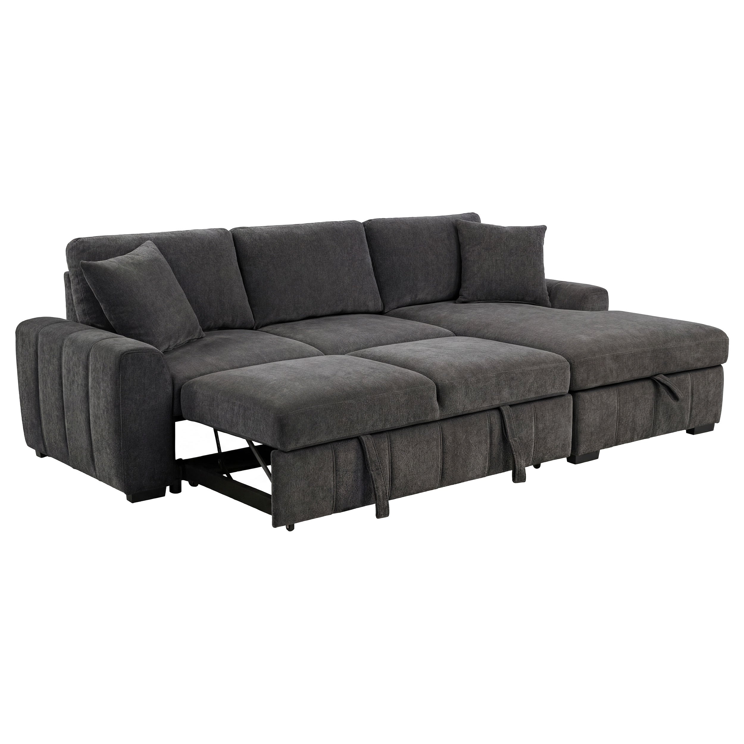 Pastrana Upholstered Sleeper Sectional Sofa RAF Chaise Grey — view 3
