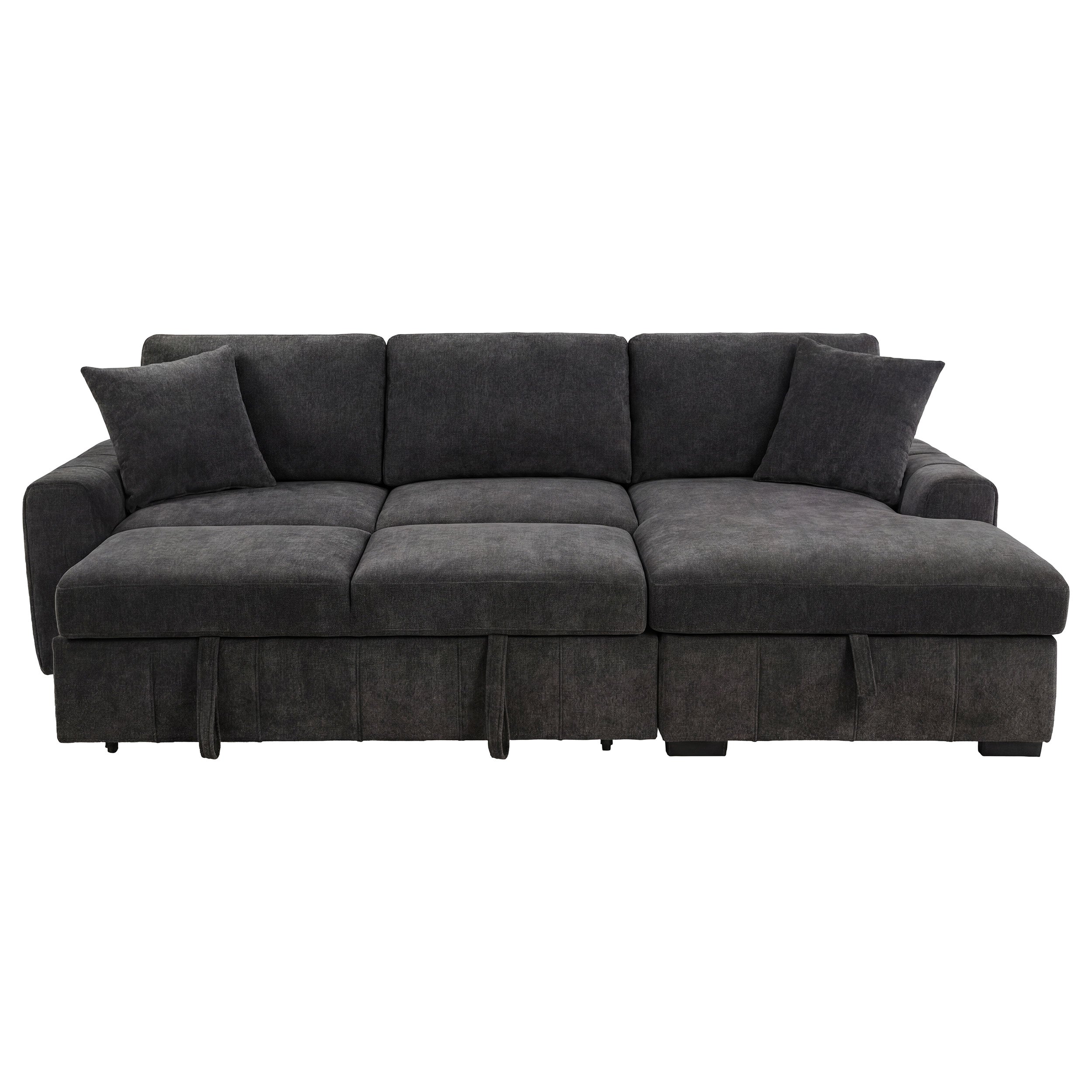 Pastrana Upholstered Sleeper Sectional Sofa RAF Chaise Grey — view 5