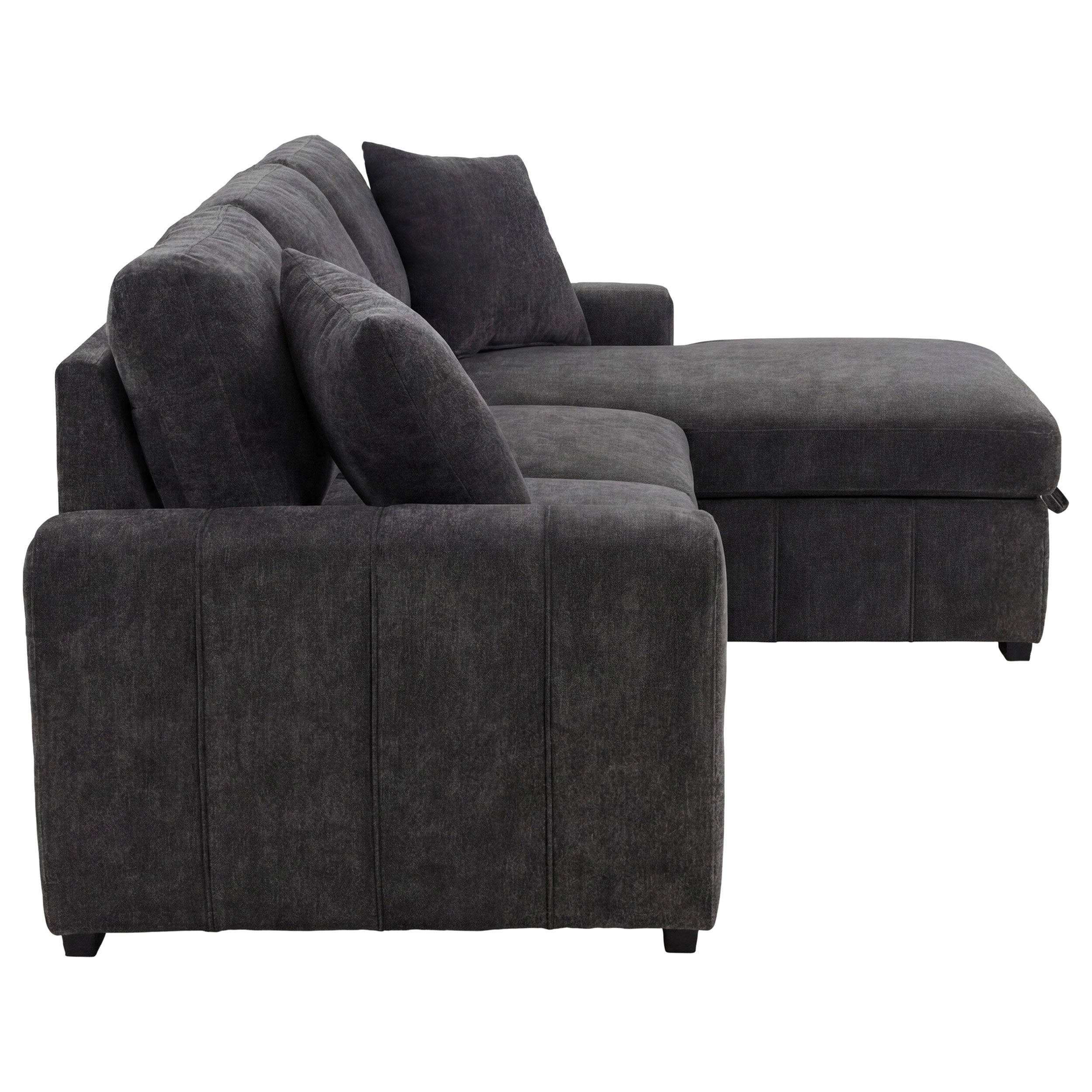 Pastrana Upholstered Sleeper Sectional Sofa RAF Chaise Grey — view 9