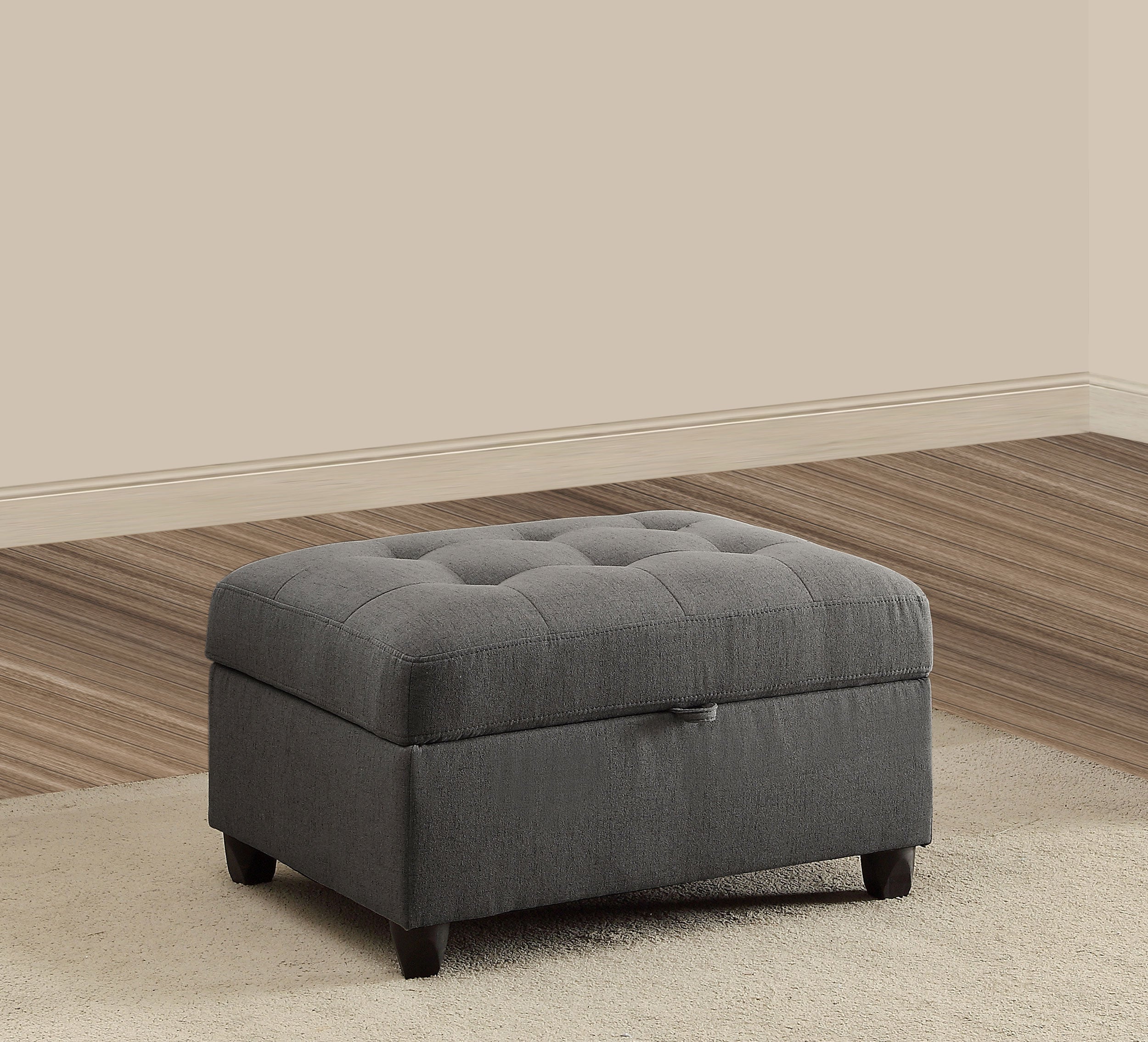 Stonenesse Rectangular Upholstered Storage Ottoman Grey — view 2