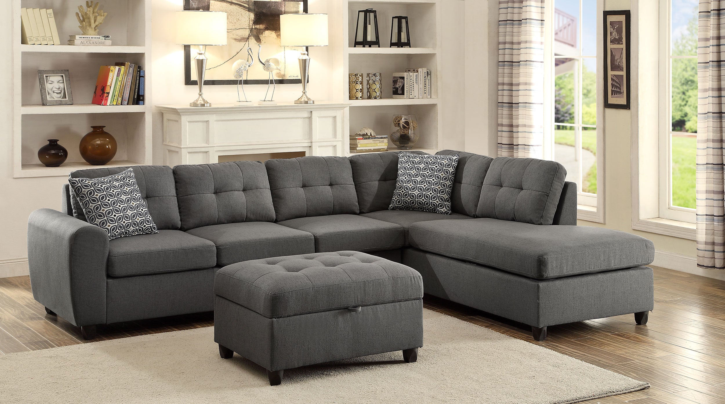Stonenesse Rectangular Upholstered Storage Ottoman Grey — view 10