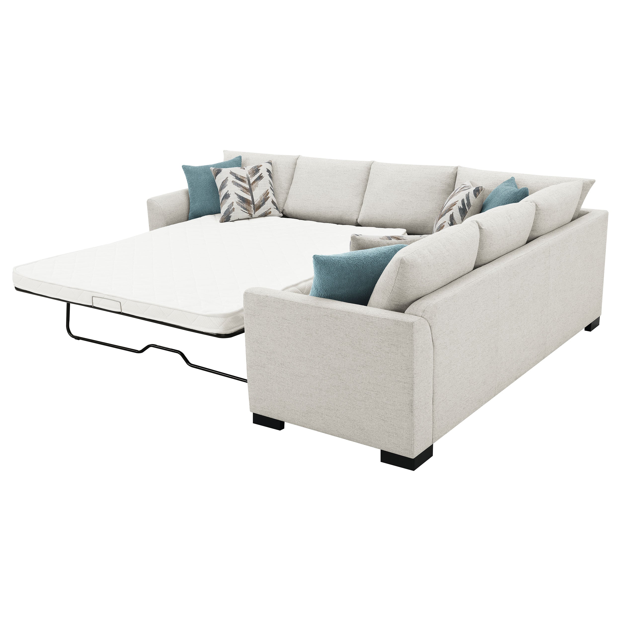 Ashford Chenille Upholstered Sleeper Sectional Sofa Greige — view 8