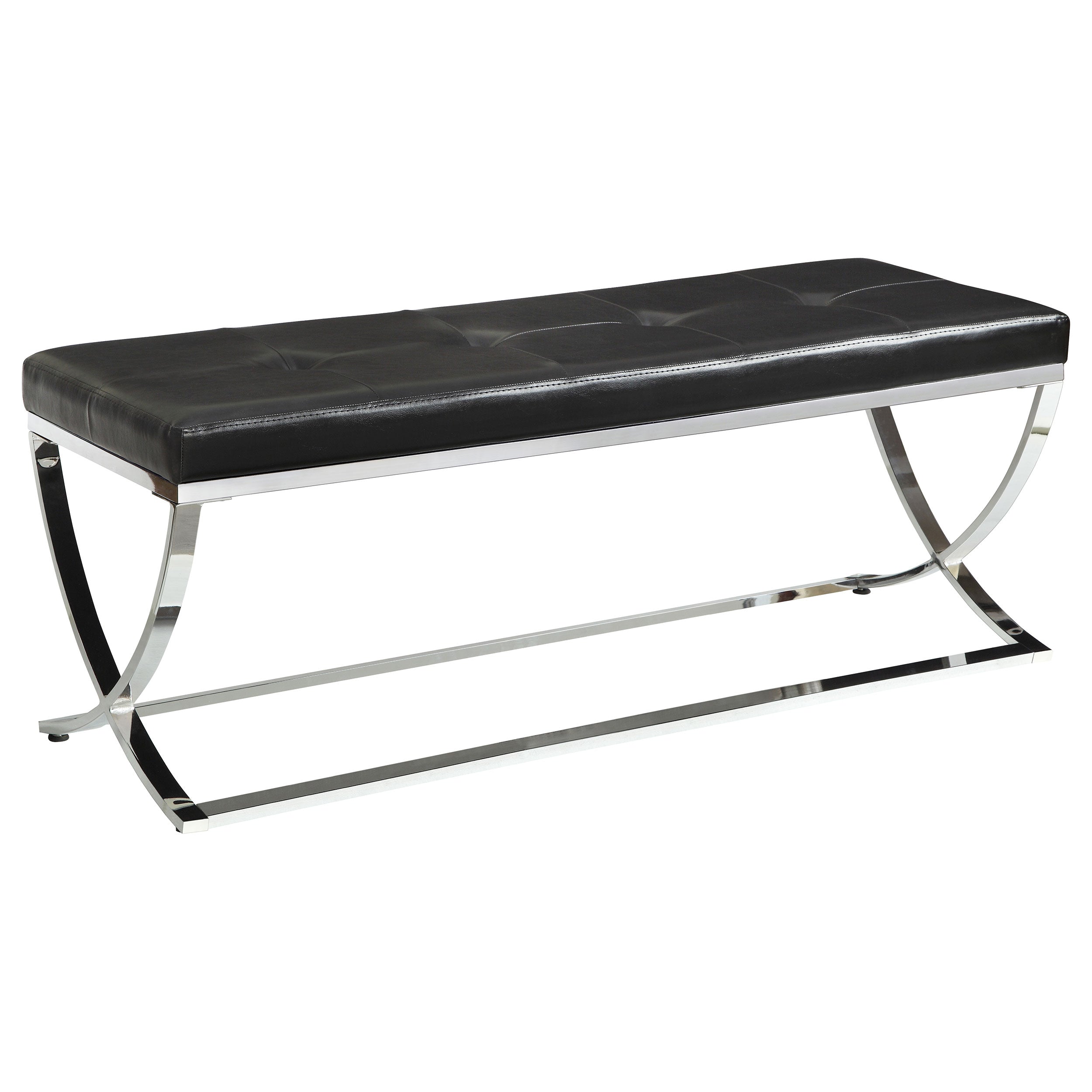Walton Leatherette Upholstered Tufted Accent Bench Black — view 1