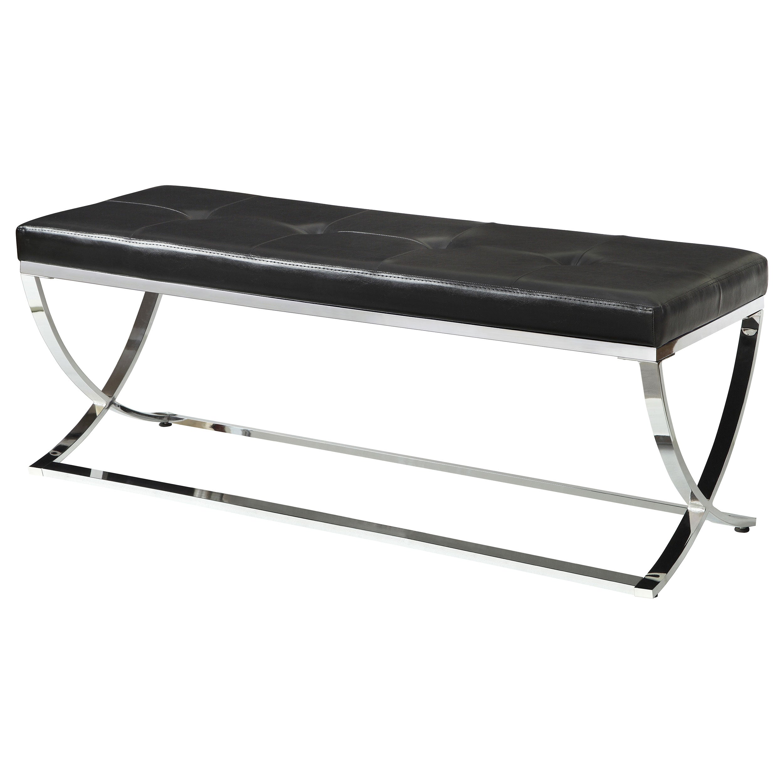 Walton Leatherette Upholstered Tufted Accent Bench Black — view 3
