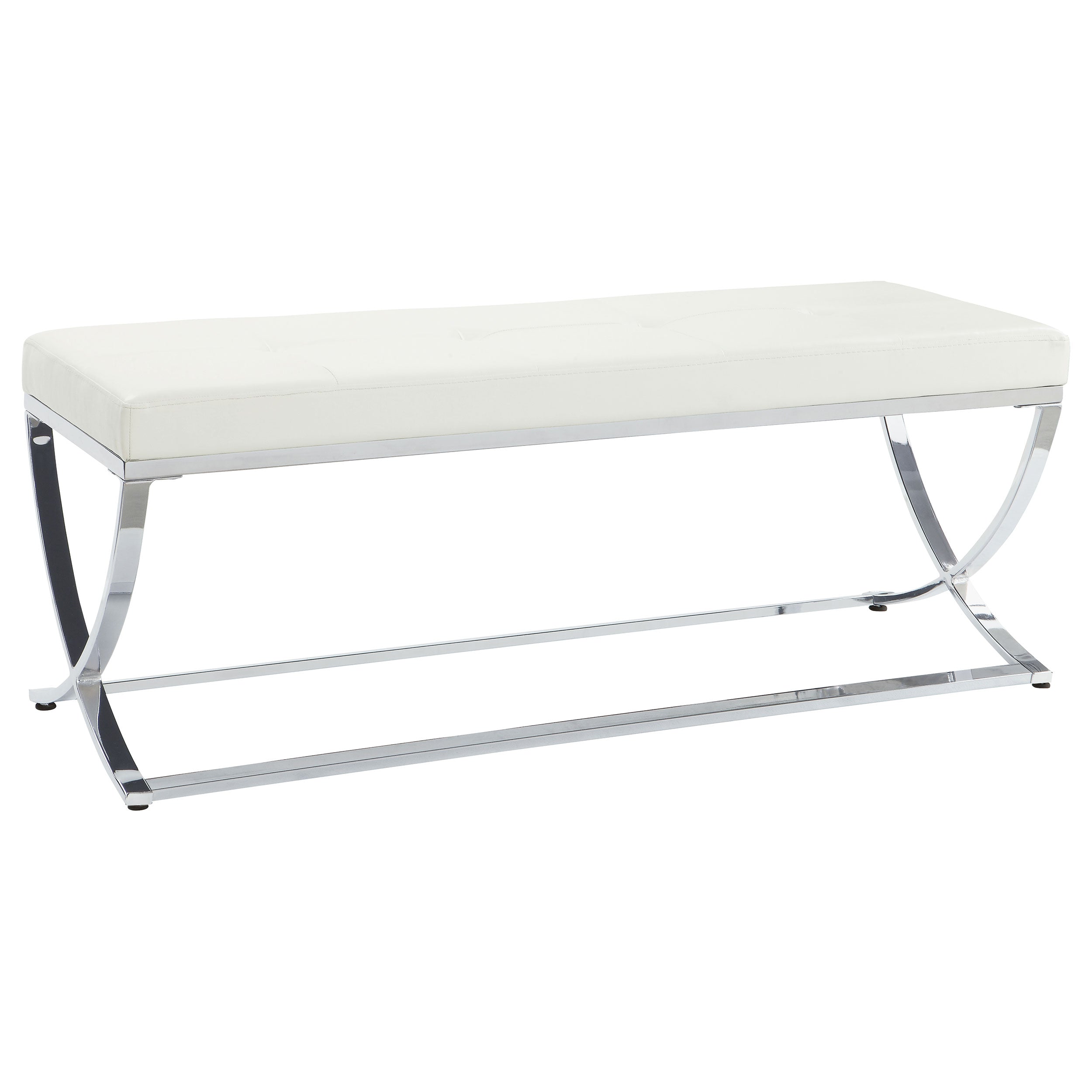 Walton Leatherette Upholstered Tufted Accent Bench White — view 1