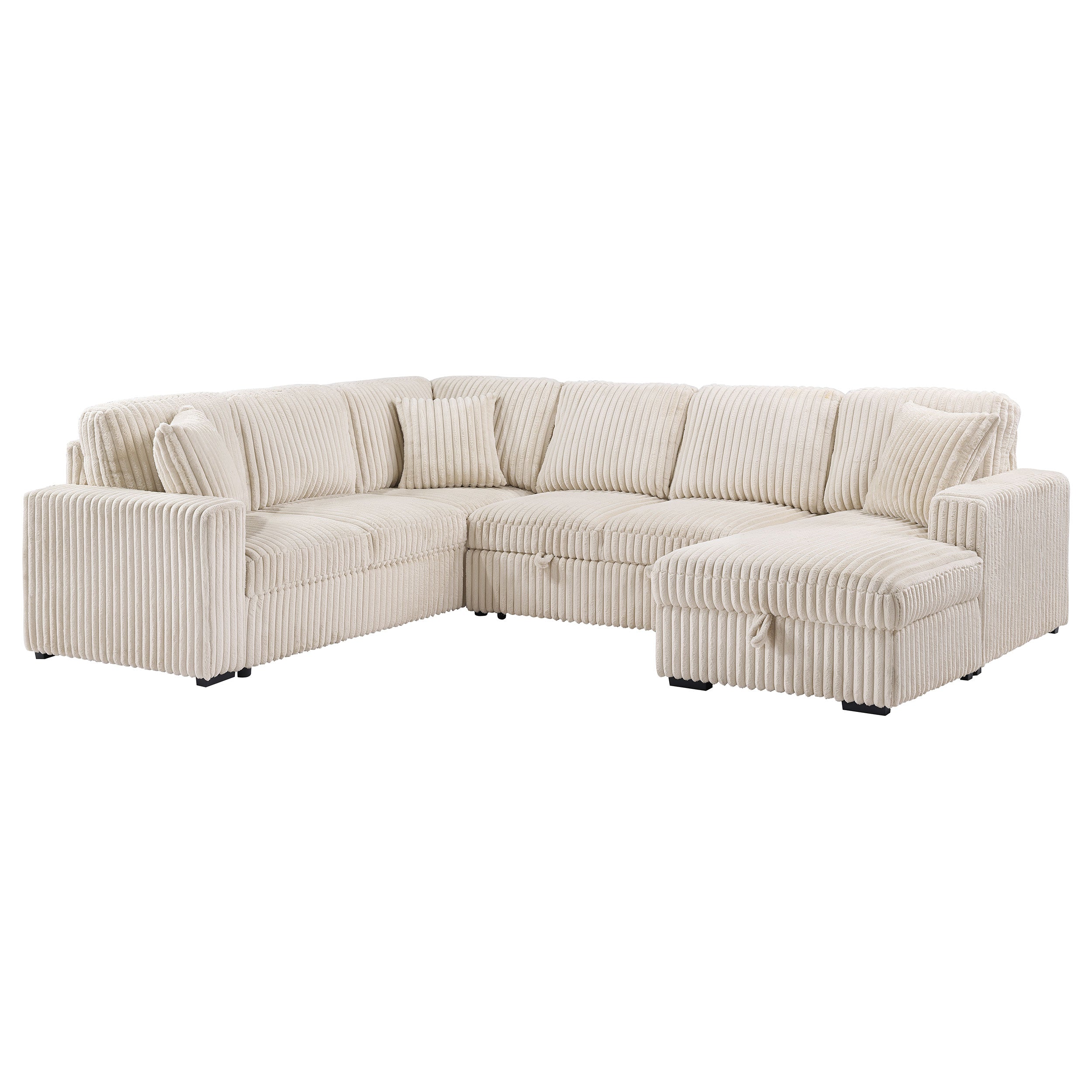 Devonshire Sleeper Sectional Sofa Storage Chaise Camel — view 1