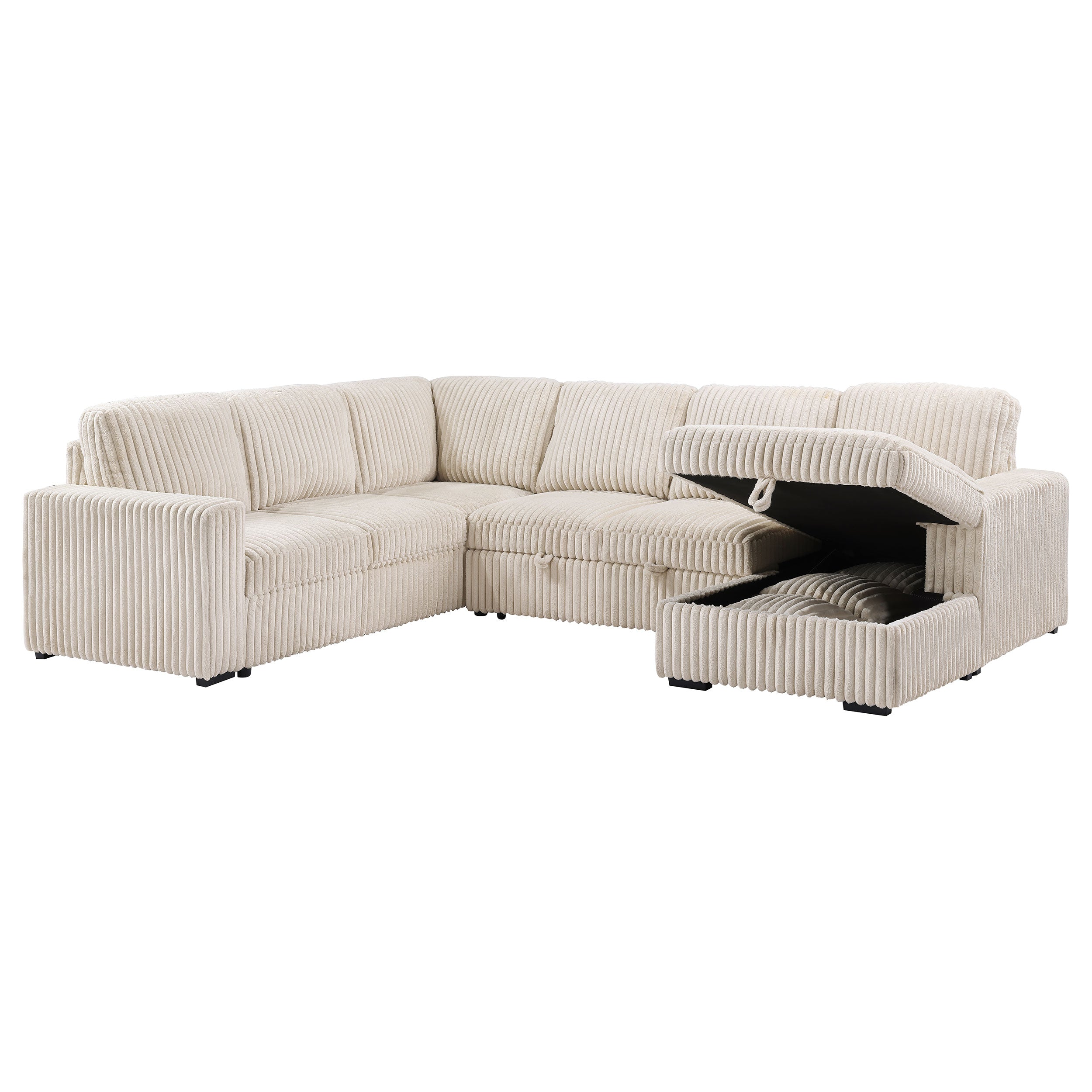 Devonshire Sleeper Sectional Sofa Storage Chaise Camel — view 6