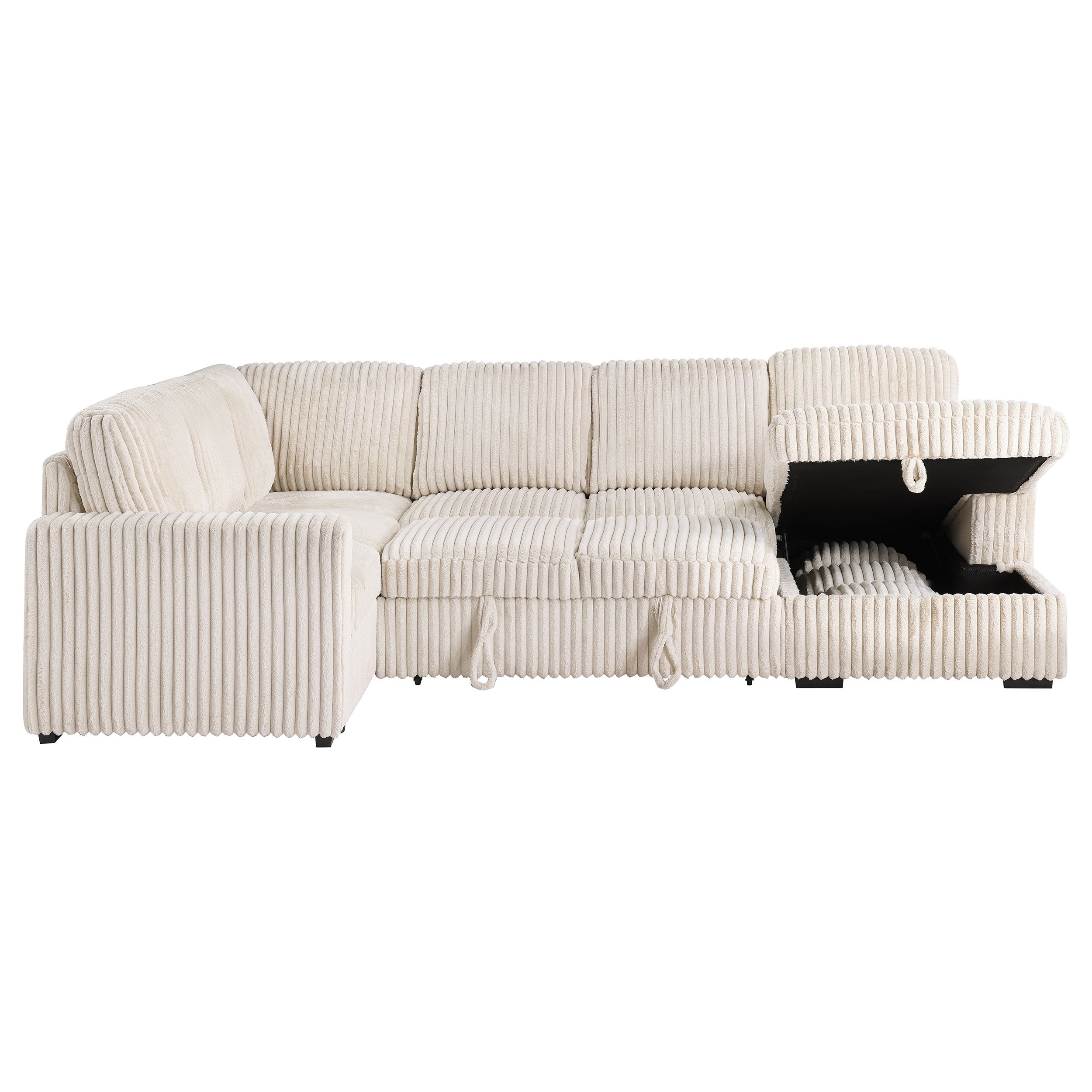 Devonshire Sleeper Sectional Sofa Storage Chaise Camel — view 11