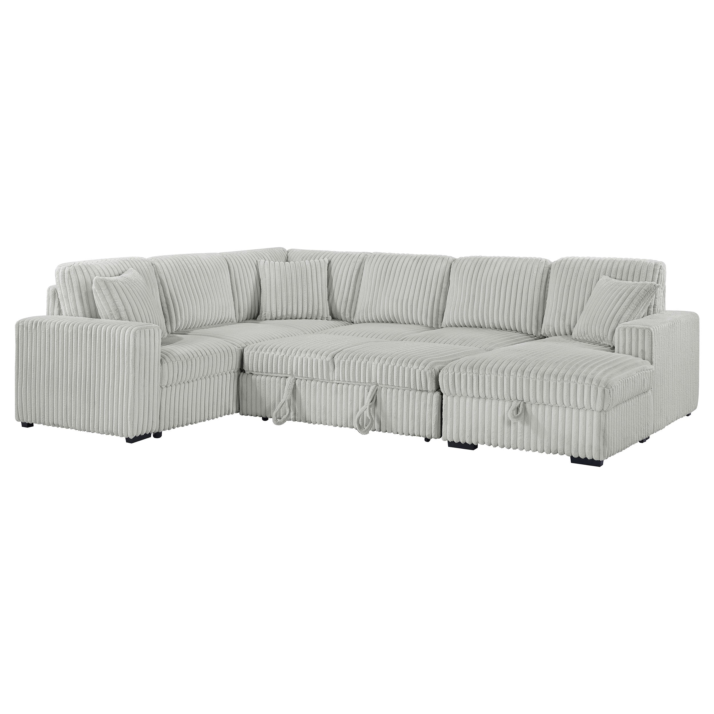 Devonshire Sleeper Sectional Sofa Storage Chaise Grey — view 7