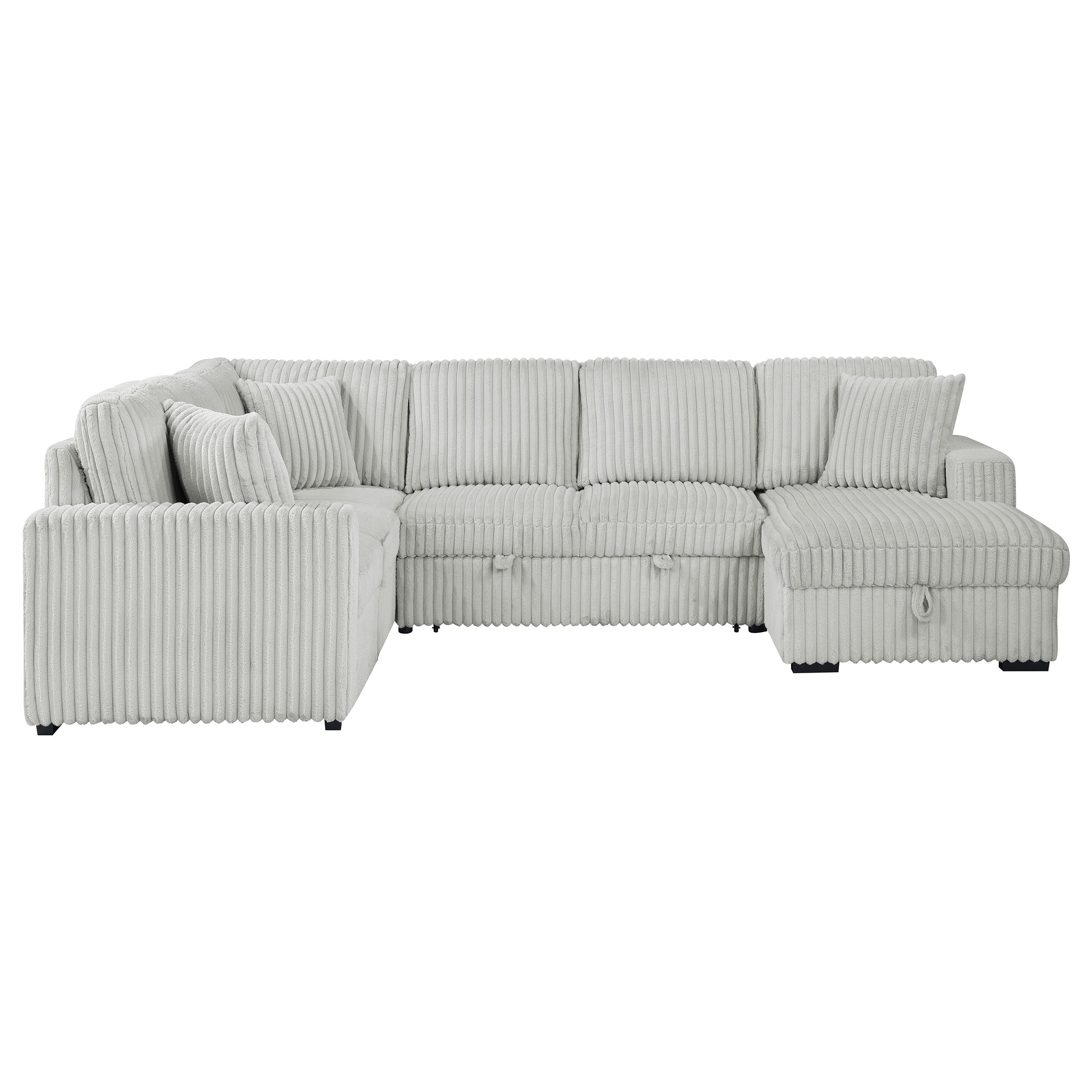 Devonshire Sleeper Sectional Sofa Storage Chaise Grey — view 9