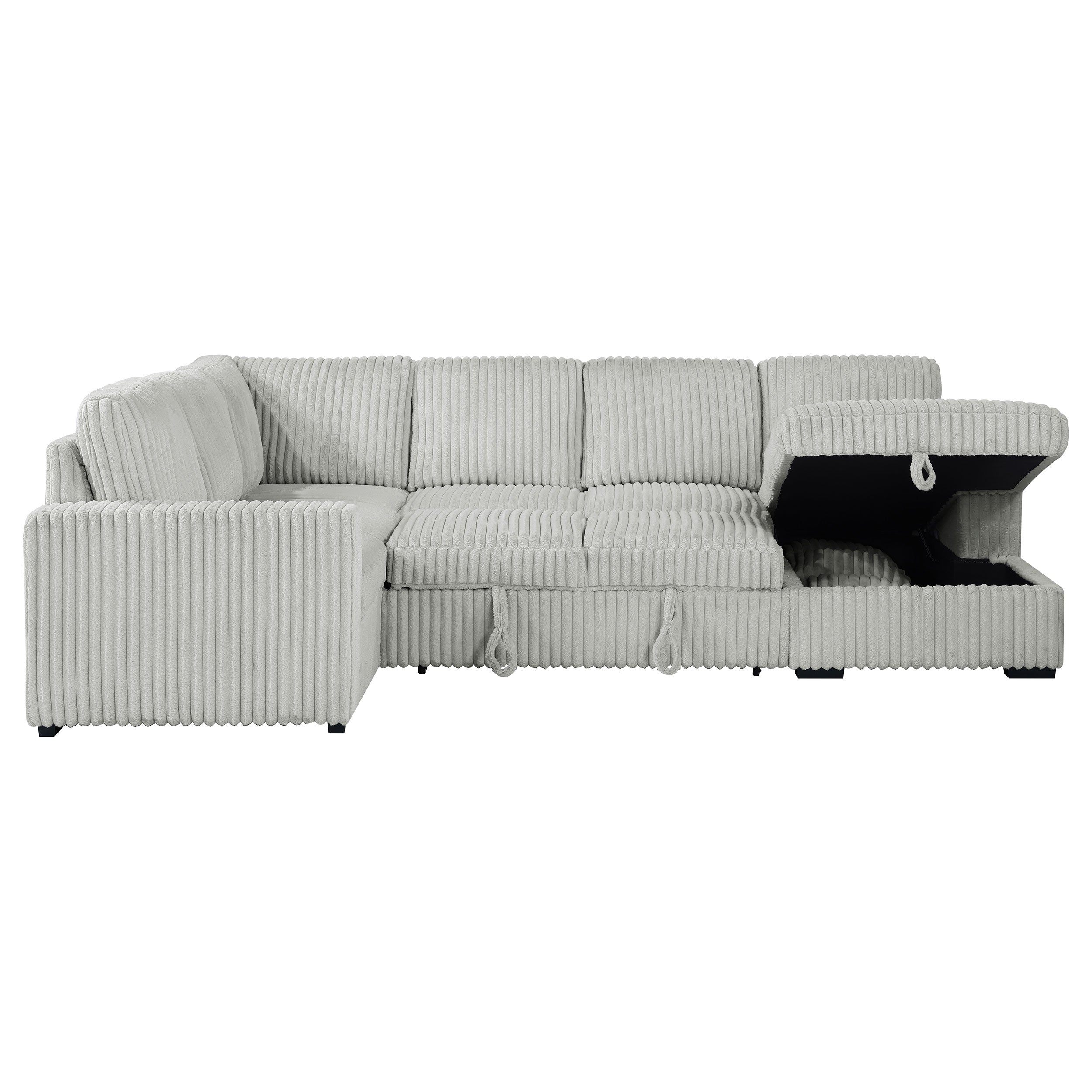 Devonshire Sleeper Sectional Sofa Storage Chaise Grey — view 11
