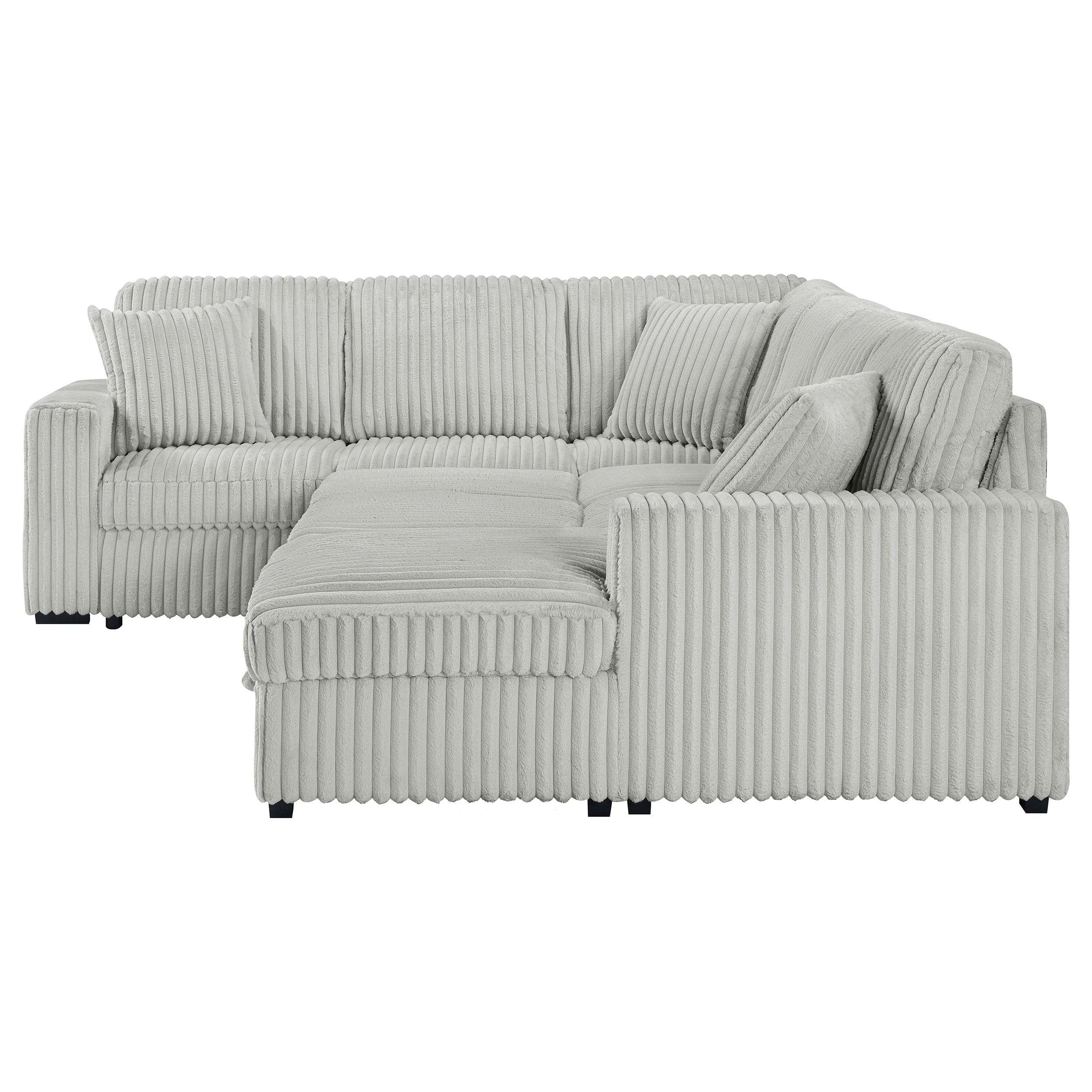 Devonshire Sleeper Sectional Sofa Storage Chaise Grey — view 13