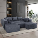 Luxury 8 Piece Modular U Shaped Sectional Sofa With Oversized Chaise Lounge And Bed Corduroy Upholstery